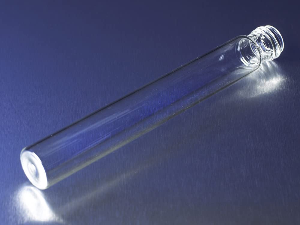 Pyrex 250-Pack Disposable Flat Bottom Screw Cap Culture Tubes - 16x100mm, Borosilicate Glass, Autoclavable - Ideal for Lab Experiments, Sample Storage & Scientific Research