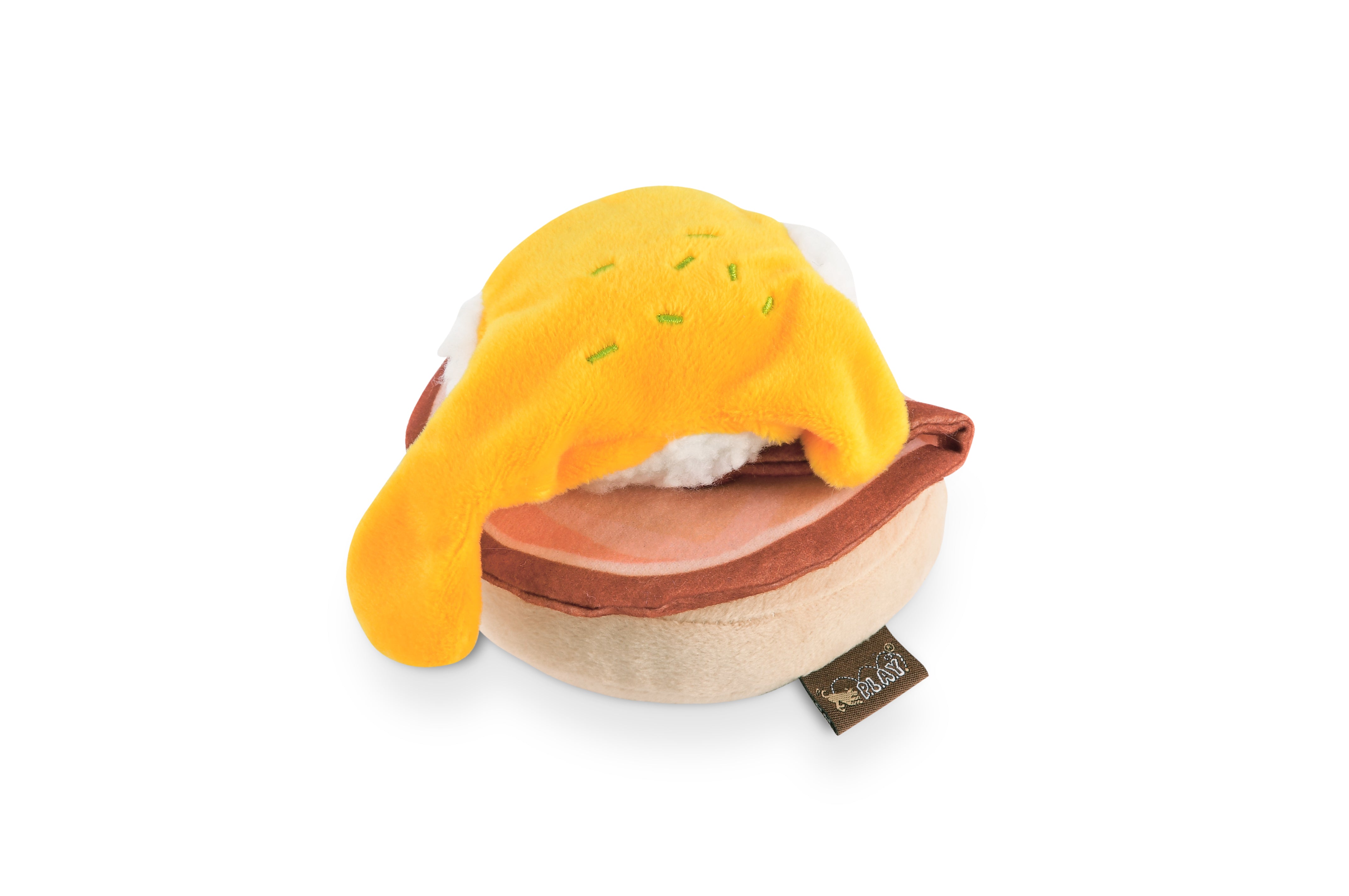 El Egg Benedict Plush Dog Toy - Barking Brunch™ Collection by Pet P.L.A.Y. | Soft & Durable Chew Toy for Small & Medium Dogs | Perfect for Playtime, Training & Cuddling
