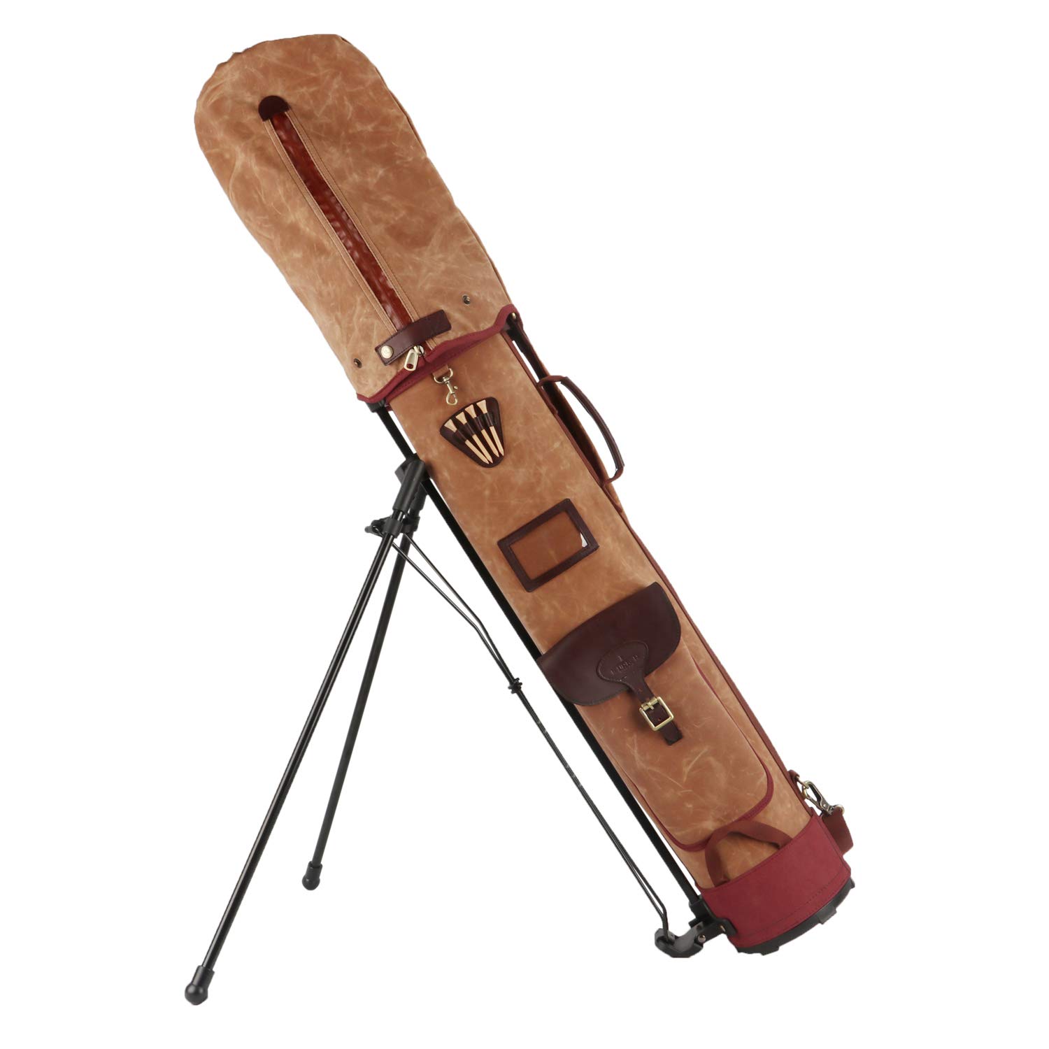 Vintage Canvas Golf Bag - TOURBON Retro Stand Club Carrier for Driving Range & Travel | Durable Golf Club Organizer with Multiple Pockets for Golfers & Outdoor Enthusiasts