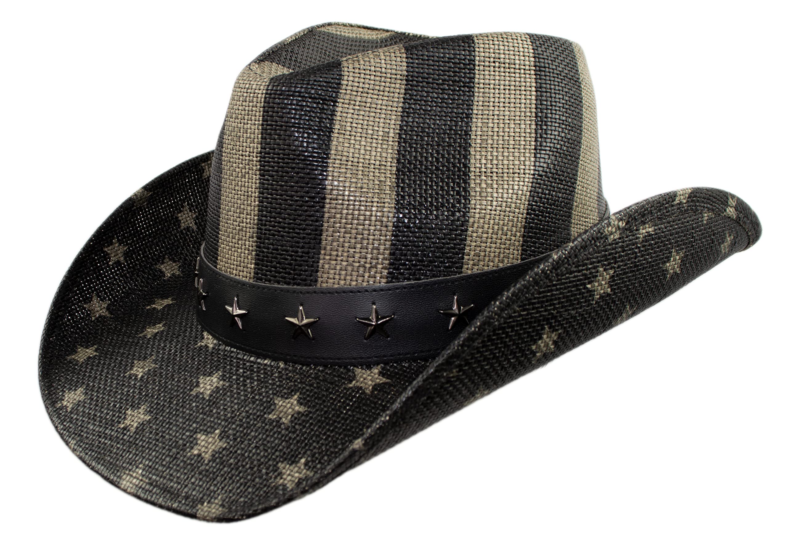 Vintage Patriotic USA American Flag Stars & Stripes Western Cowboy Hat for Men & Women - Adjustable Brim | Perfect for 4th of July, Rodeos, Country Concerts & Patriotic Events