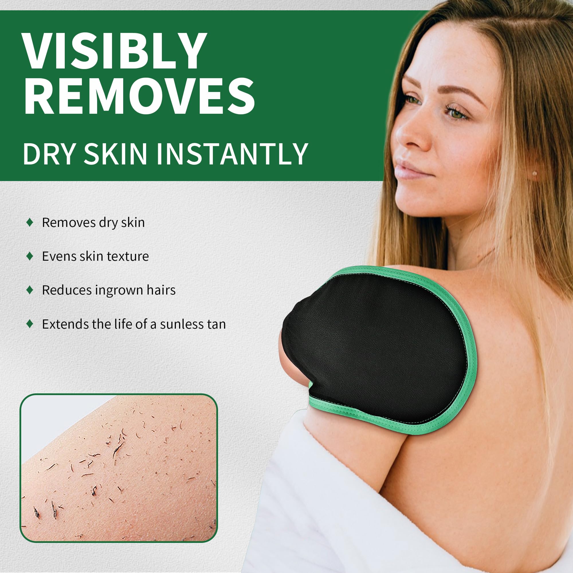2 Pcs Deep Exfoliating Gloves for Shower & Spa - Exfoliating Mitt for Dead Skin Removal on Body & Face - Reusable Body Scrubber for Smooth Skin - Perfect for Dry Skin Care, Keratosis Pilaris Treatment & Pre-Shave Exfoliation