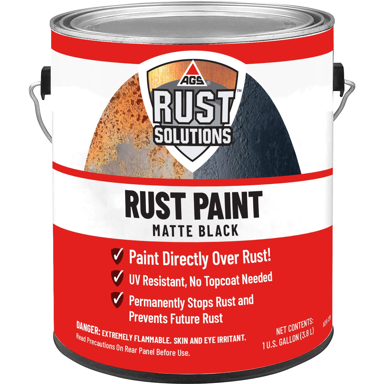 Rust-Oleum Matte Black Paint - 1 Gallon, Apply Over Rust, No Top Coat Needed, UV Protection - Ideal for Cars, Home, Shop & Farm Use - DIY Automotive Repair & Metal Surface Restoration