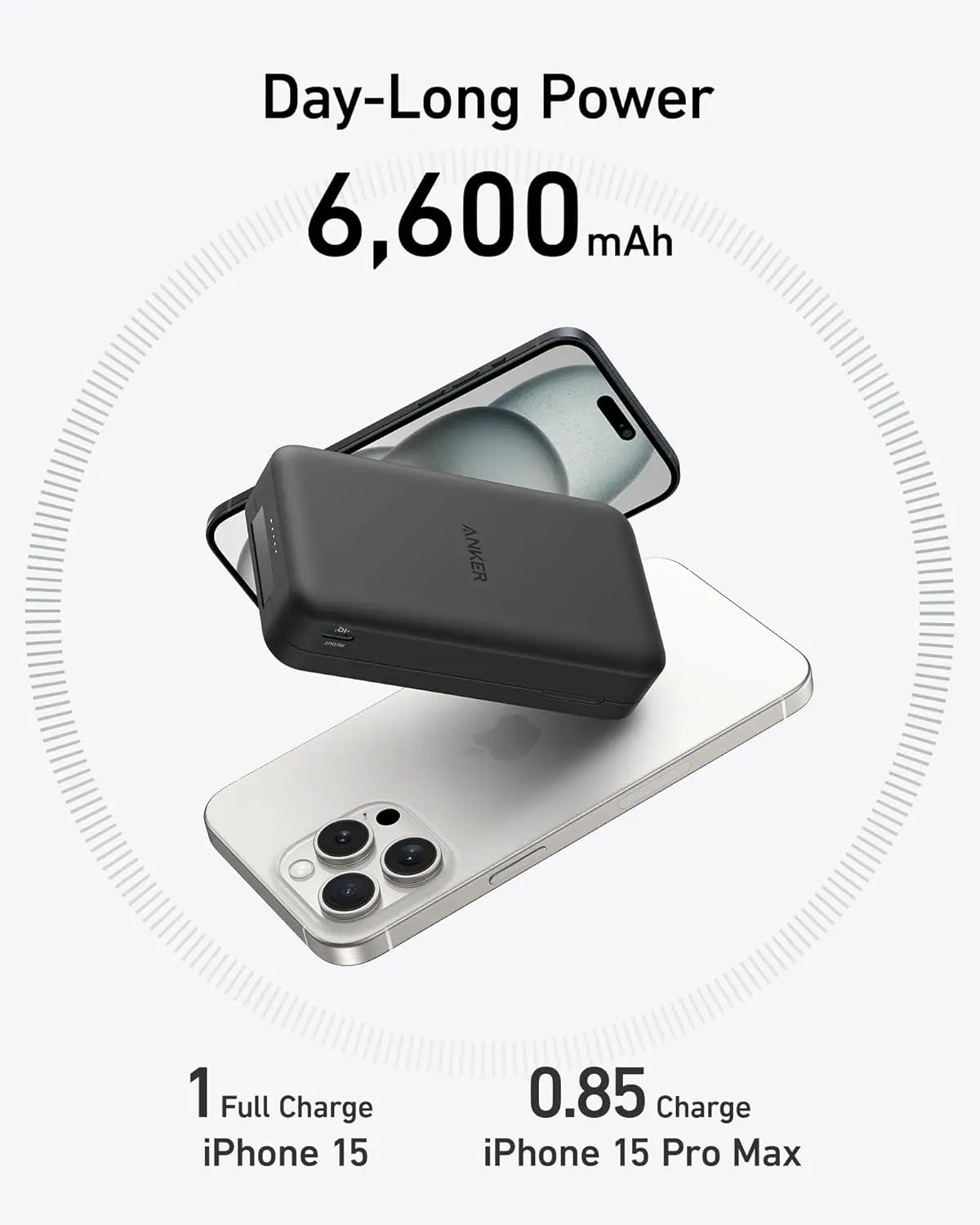 Anker Power Bank MagGo 6600mAh Qi2 Certified 15W Fast Wireless Charger - Portable Magnetic Charging for iPhone 15/14/13, Samsung Galaxy - Perfect for Travel, Office & On-the-Go Charging