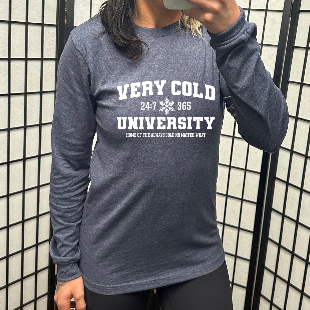 Very Cold University Long Sleeve T-Shirt for Men & Women - Comfortable Cotton Crewneck Top for Winter, Fall & Layering | School Spirit, College Apparel, Casual Outfit