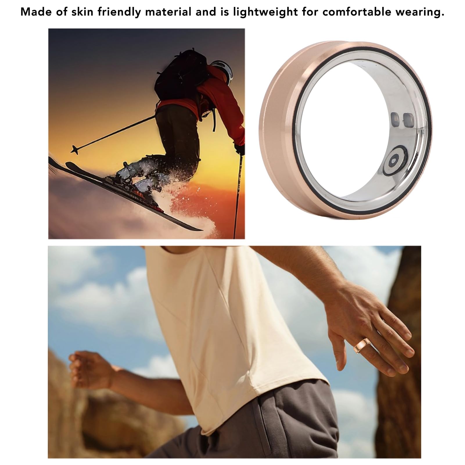 Smart Ring Health Tracker - Waterproof Fitness & Sleep Monitor with Heart Rate & Activity Tracking - Titanium Alloy Stainless Steel Wearable Ring for Men & Women (Gold) - Perfect for Daily Use, Workouts & Sleep Analysis