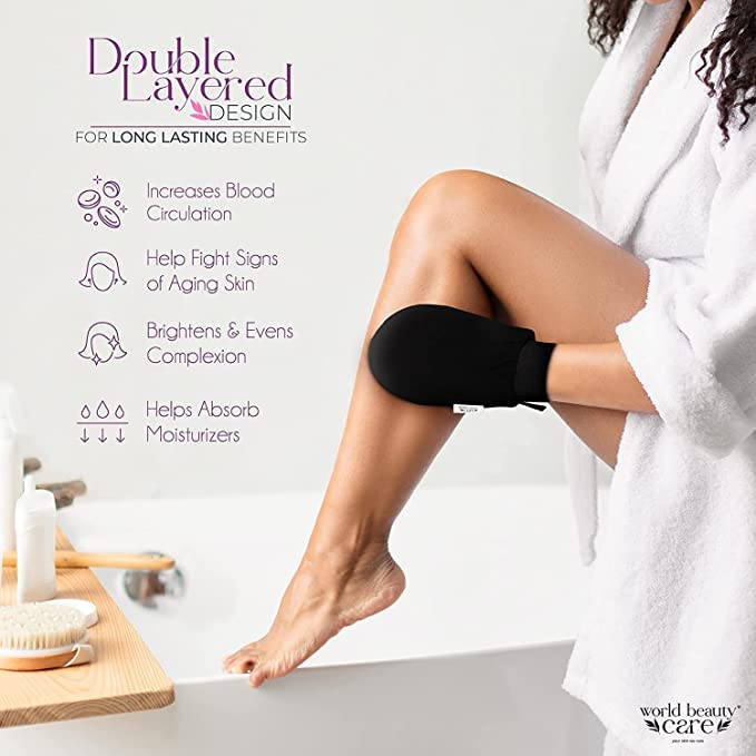 **MIRARIYA Exfoliating Gloves for Body Scrub & Tan Removal – Natural Fiber Bath Gloves for Smooth Skin, Gentle & Sustainable, Unisex (Pack of 2) – Perfect for Shower, Spa & At-Home Skincare**