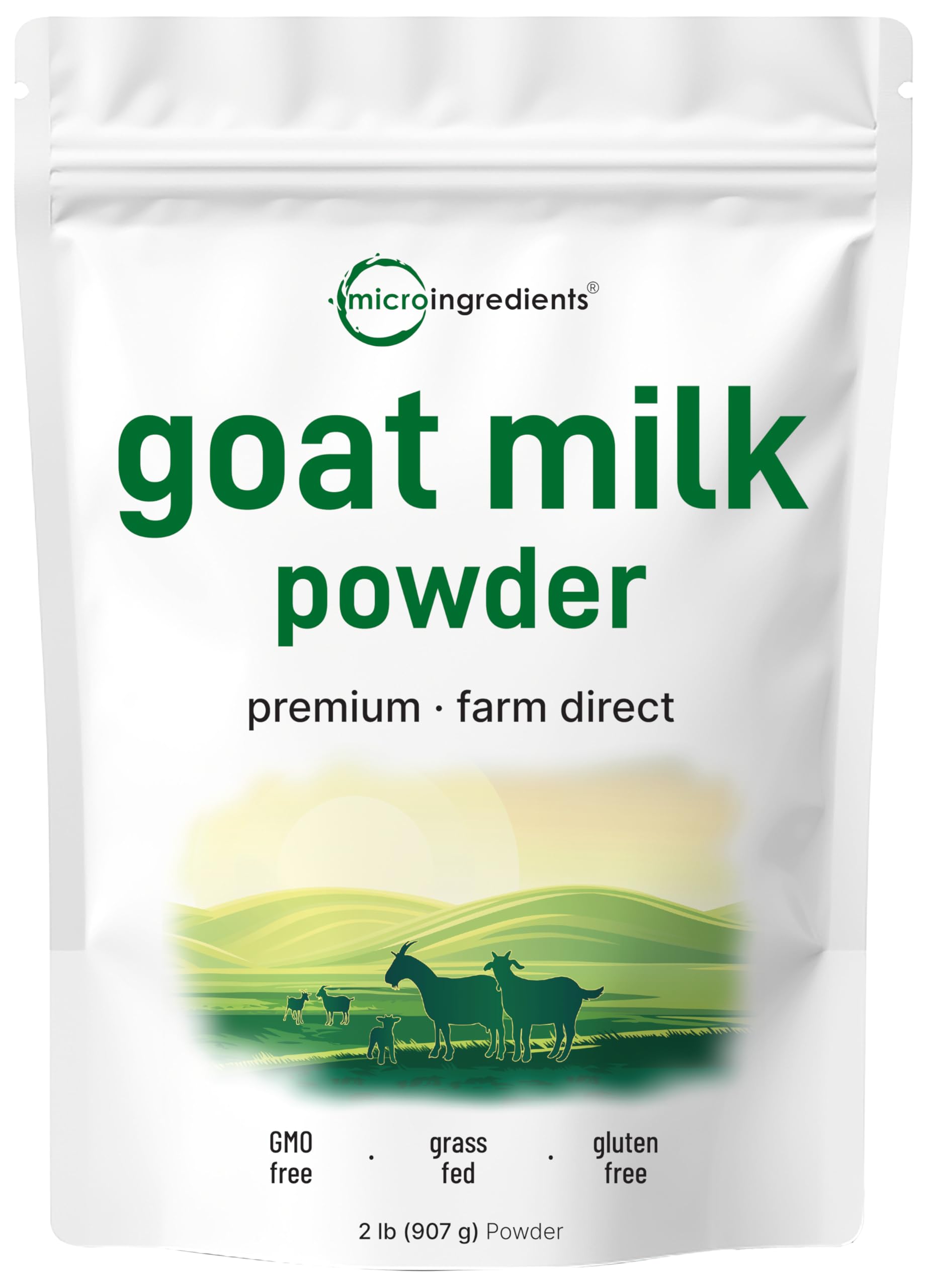 Organic Goat Milk Powder 2 Lb - Grass-Fed Australian Farm Sourced, Easy Digest Formula | High in Protein, Calcium & Probiotics | Non-GMO, Gluten-Free, Pet Safe | Perfect for Smoothies, Baking & Pet Nutrition