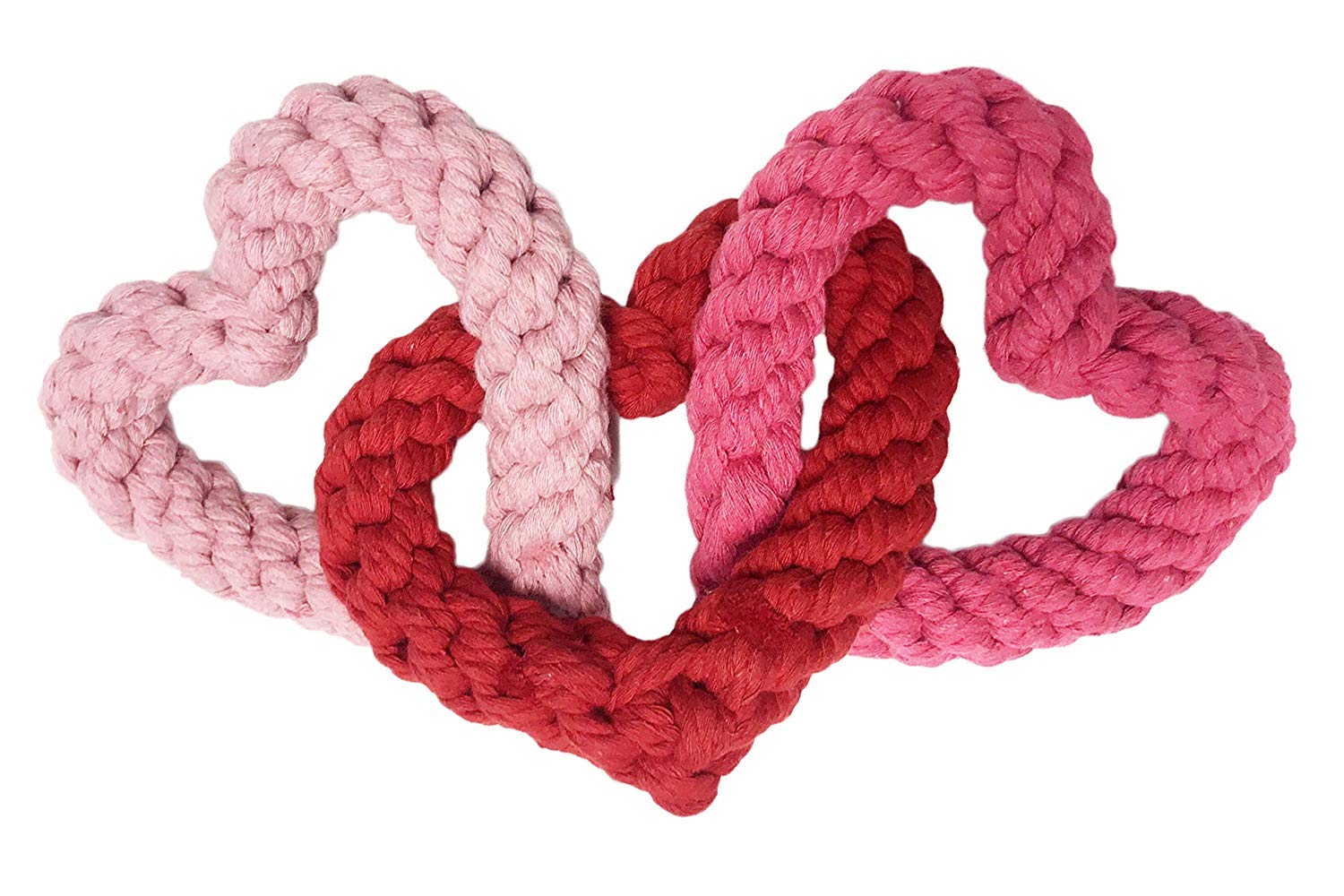 Midlee Interlocking Heart Rope Valentine Dog Toy - 6 Inch Pink & Red Small Tug Toy for Puppies - Perfect for Valentine's Day Playtime, Training, and Bonding with Your Pet