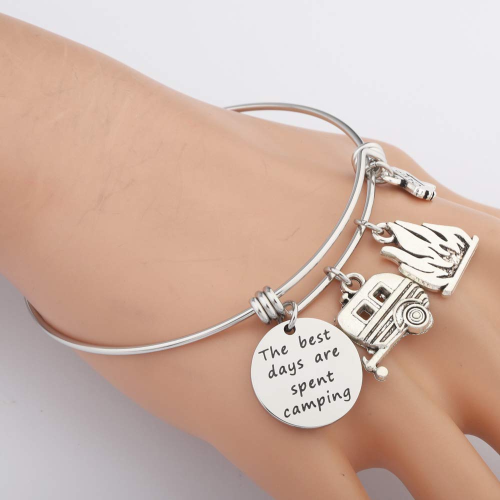 KUIYAI Happy Camping Bracelet - Best Camping Jewelry Gift for Women & Men | Perfect for Outdoor Adventures, Hiking Trips & Nature Lovers Accessories
