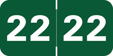 Doctor Stuff - 2022 Medical Sticker Roll, Green Year Labels for End Tab File Folders (500/Roll, 3/4