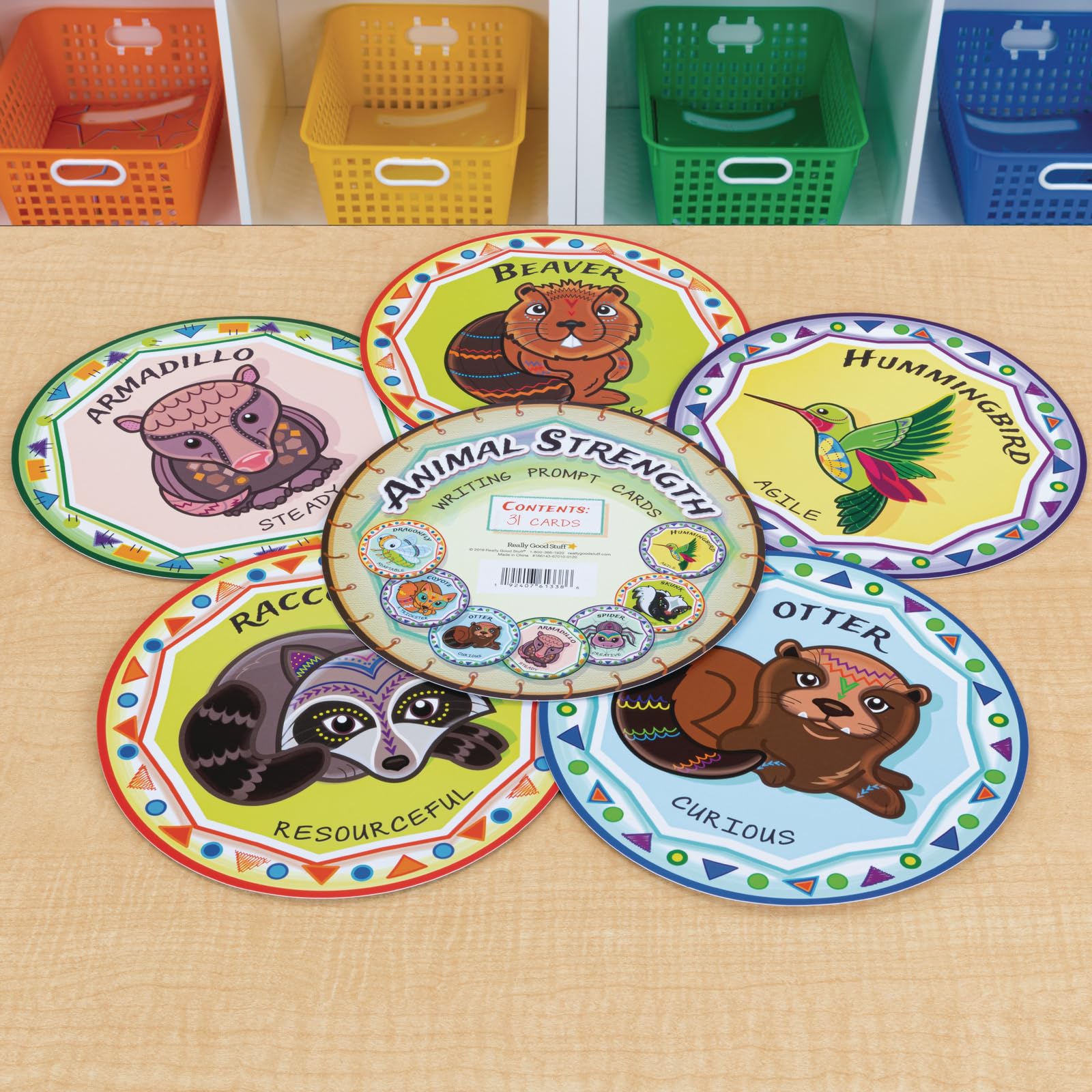 Really Good Stuff Animal Strength Writing Prompt Cards - 30 Inspirational Cards for Kids' Creative Writing & Classroom Activities