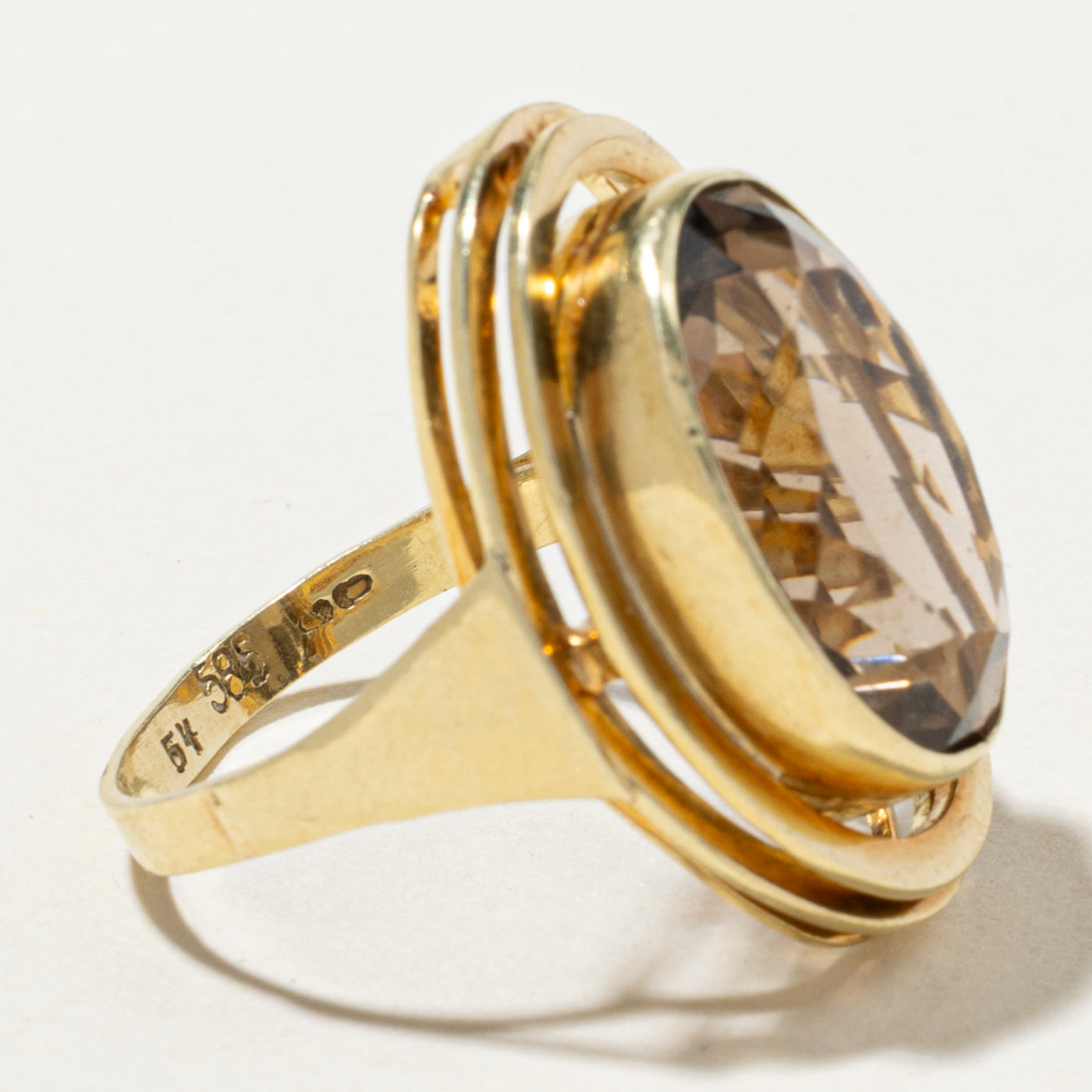 9.55ct Oval Cut Smoky Quartz Cocktail Ring - Size 7.5 | Elegant Evening Party Jewelry for Women