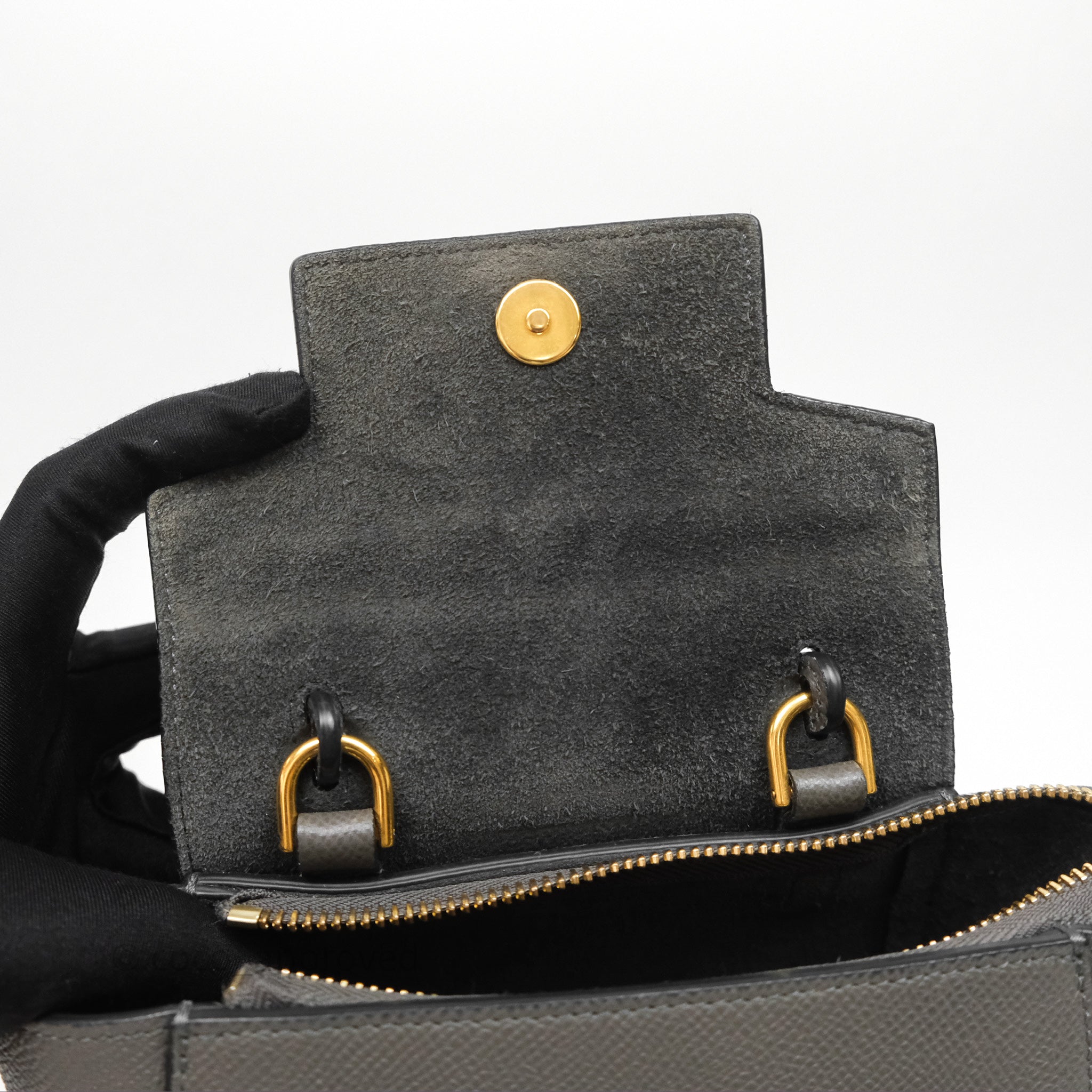 Celine Pico Belt Bag in Grey Grained Calfskin with Gold Hardware - Luxury Crossbody Bag for Women, Perfect for Everyday Use & Special Occasions