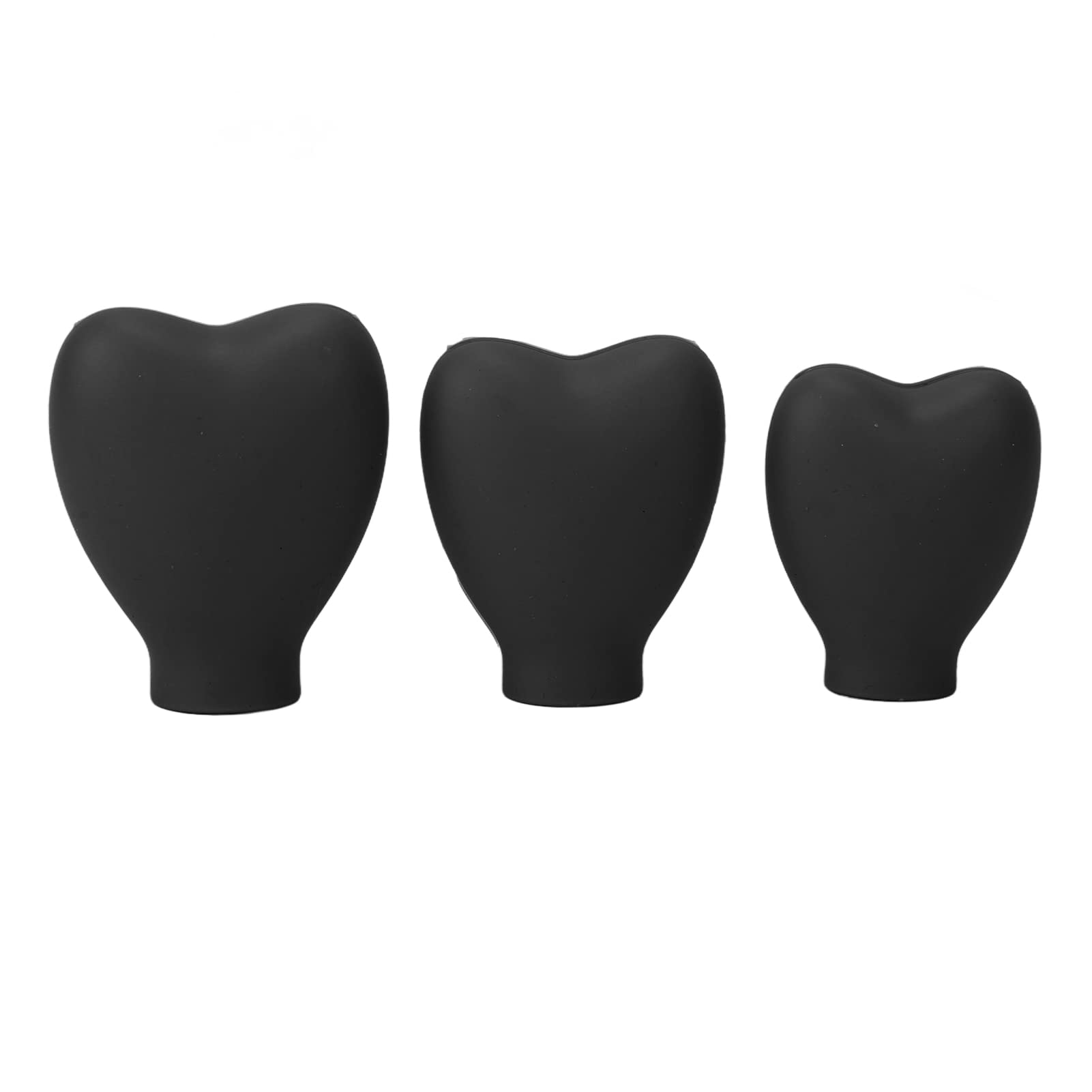 EXCLUZO Heart-Shaped Silicone Makeup Brush Cover Set - 3 Pack Soft Portable Brush Protectors for Travel & Home Storage (Black) | Perfect for Organizing Brushes in Makeup Bags, Suitcases & Vanity Drawers