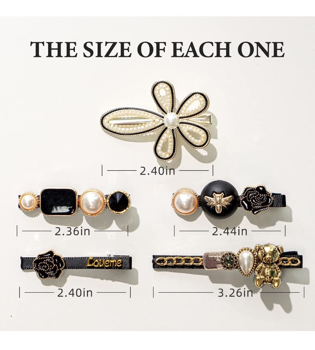 DOLLIT Geometric Hollow Hair Clips for Women - Korean Style Metal Barrettes with Pearl Accents (5-Pack) | Perfect for Weddings, Parties & Everyday Hairstyling