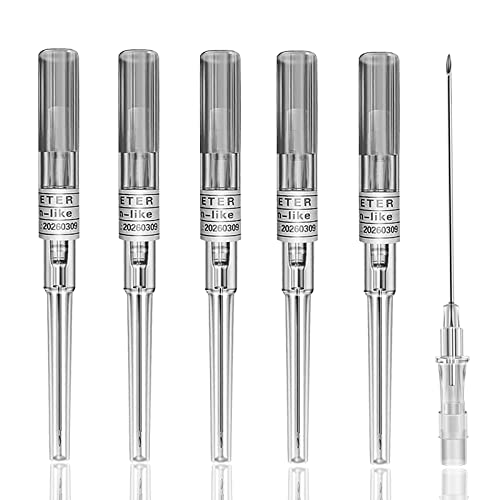 SOTICA 16G Hollow Piercing Needles Kit - 5pcs Stainless Steel IV Catheter Needles for Ear, Nose, Belly, Navel & Nipple Piercing | Professional Body Piercing Tools for Safe & Hygienic Use at Home or Salon