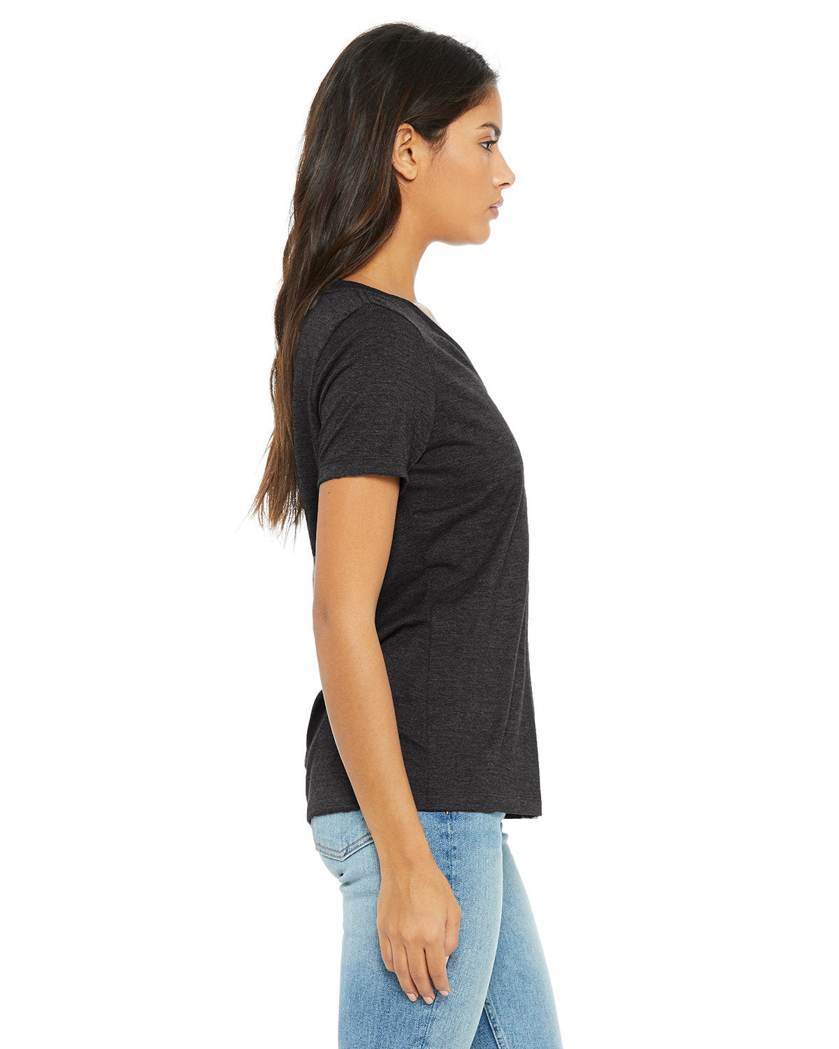 Bella + Canvas 6405CVC Women's Relaxed Heather CVC Jersey V-Neck T-Shirt - Soft & Comfortable Casual Tee for Everyday Wear, Workout, and Layering