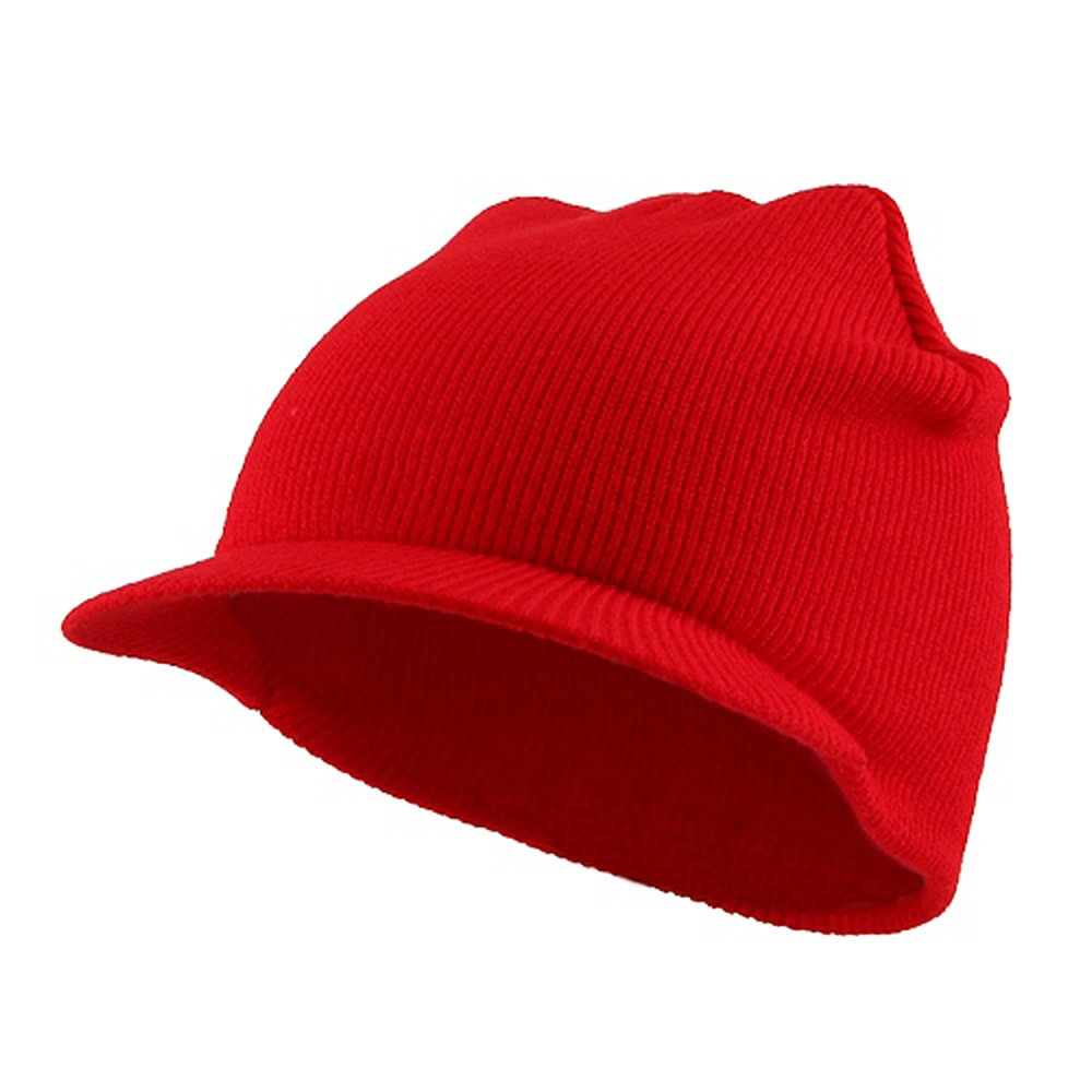 Breathable Cuffless Beanie Sports Visor Cap - Red | UV Protection for Running, Cycling & Outdoor Activities