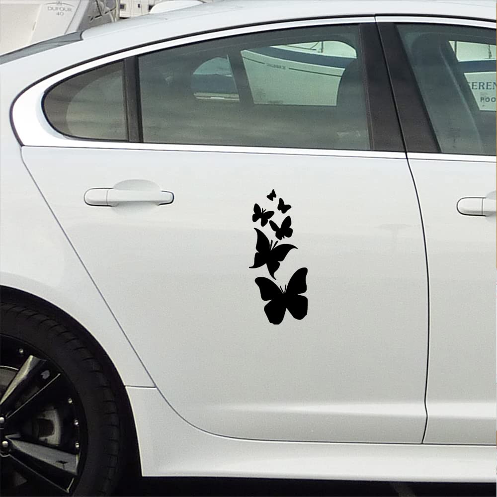 Premium Waterproof Vinyl Butterfly Decal Stickers (Set of 2, Black) - Durable Adhesive for Laptop, Phone, Helmet, Car Window, Mug & Wall Decor | Perfect for DIY Home Decoration, Gift Wrapping & Personalizing Accessories