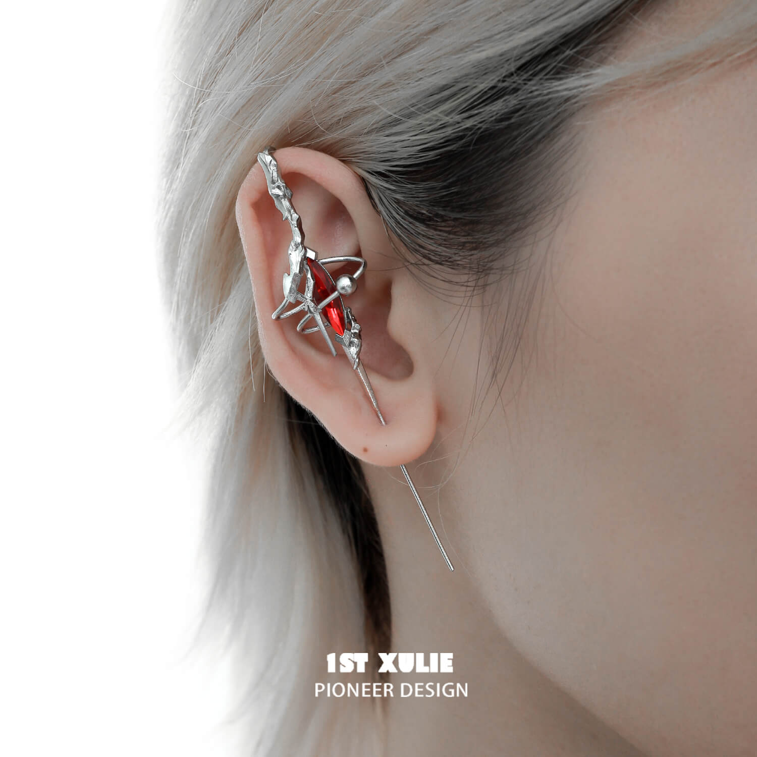 18k Platinum Plated Moissanite Diamond Needle Earrings for Women - Hypoallergenic Cartilage Piercing Jewelry - Perfect for Parties, Weddings & Everyday Wear