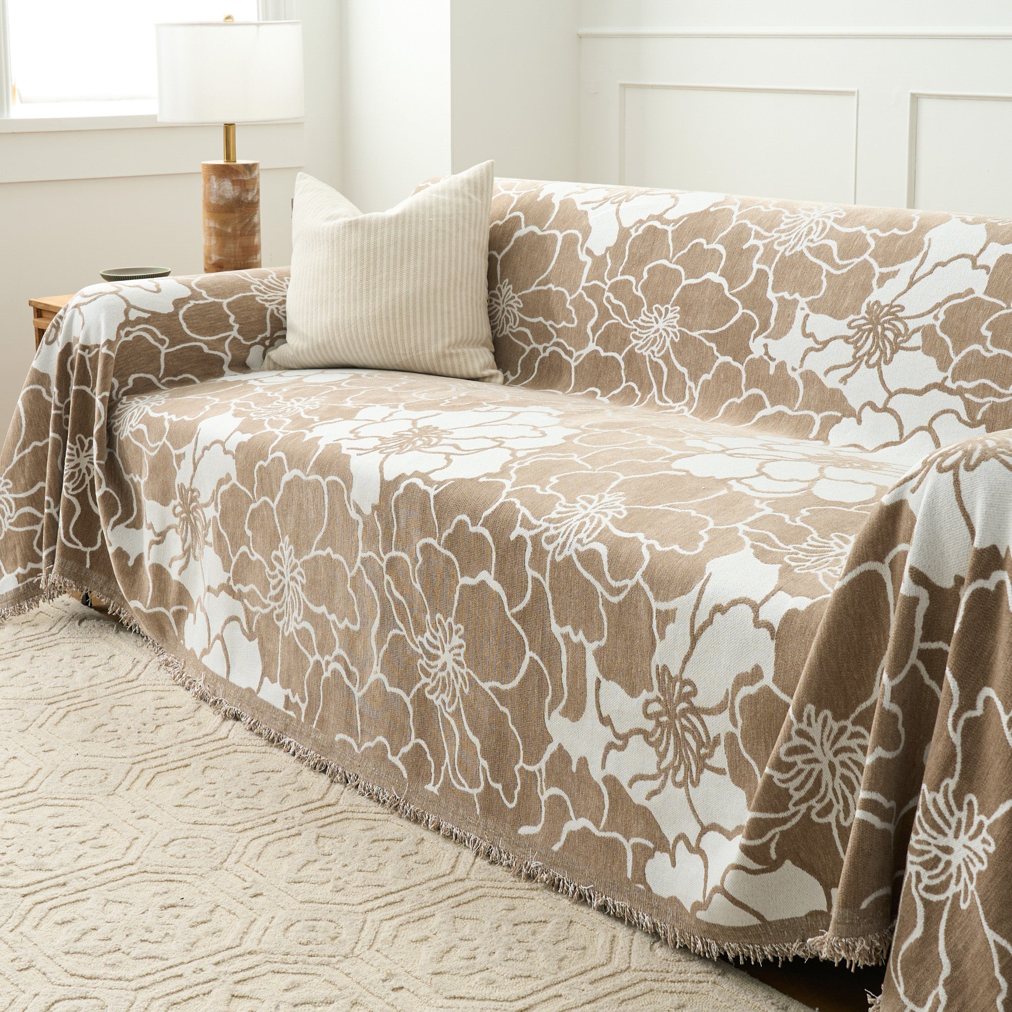 Floral Harmony Sofa Cover - Stylish & Durable Stretchable Couch Slipcover for Living Room, Home Decor, and Pet Protection