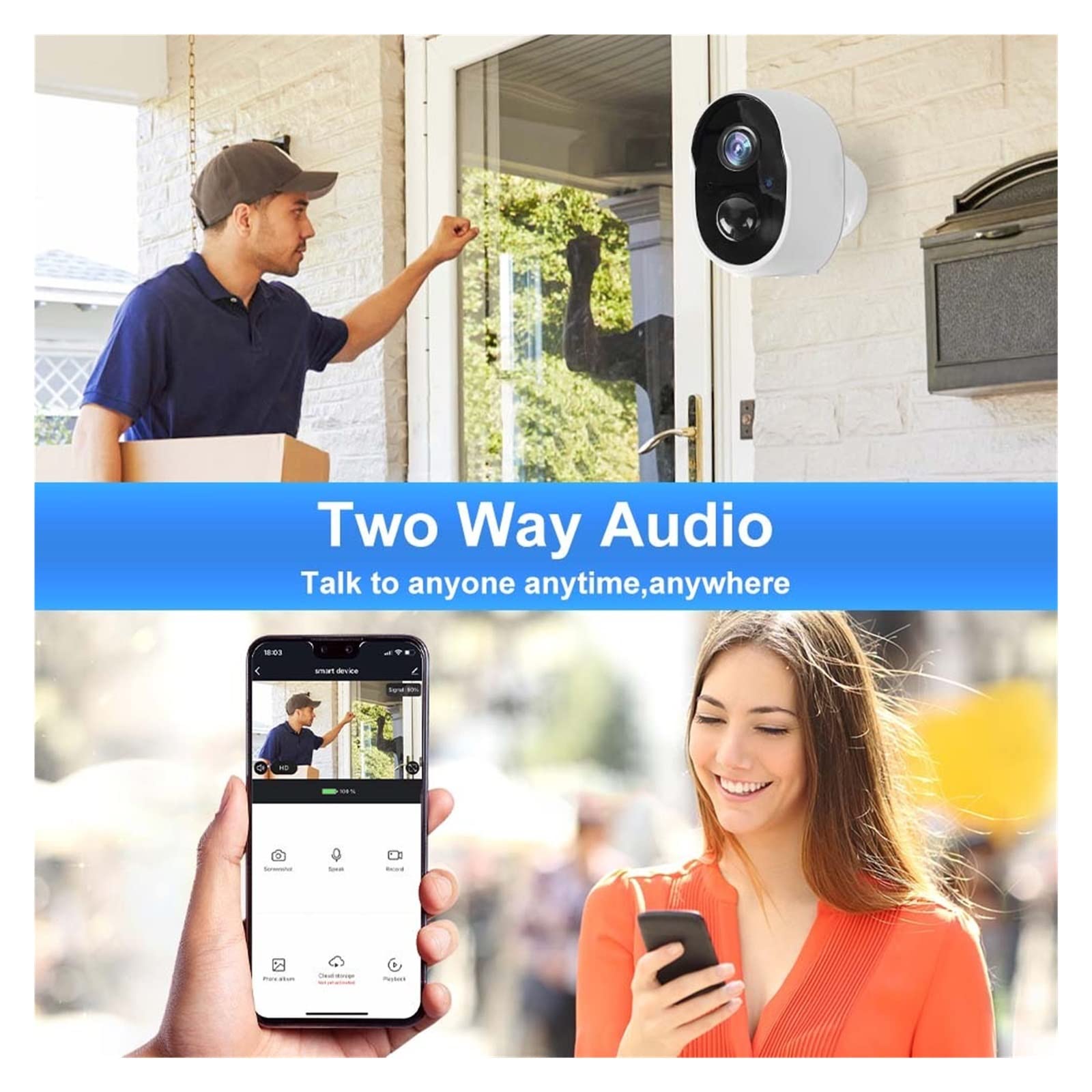 MZZYG 3MP Solar Security Camera with Tuya Smart Life App - 5200/9000mAh Rechargeable Battery, 1080P Outdoor WiFi Surveillance Camera with Siren (No Alexa) - Ideal for Home Security, Yard Monitoring & Property Protection