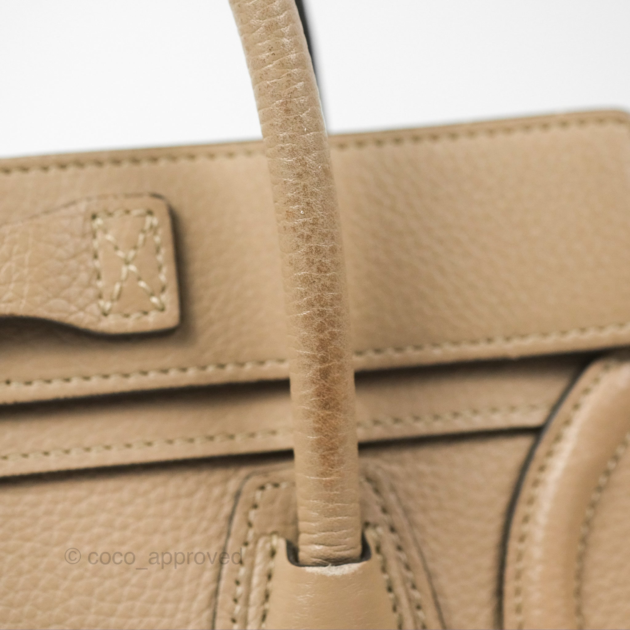 Celine Nano Luggage Bag in Dune Drummed Calfskin Leather - Stylish Crossbody Purse for Women, Perfect for Work, Travel & Everyday Use