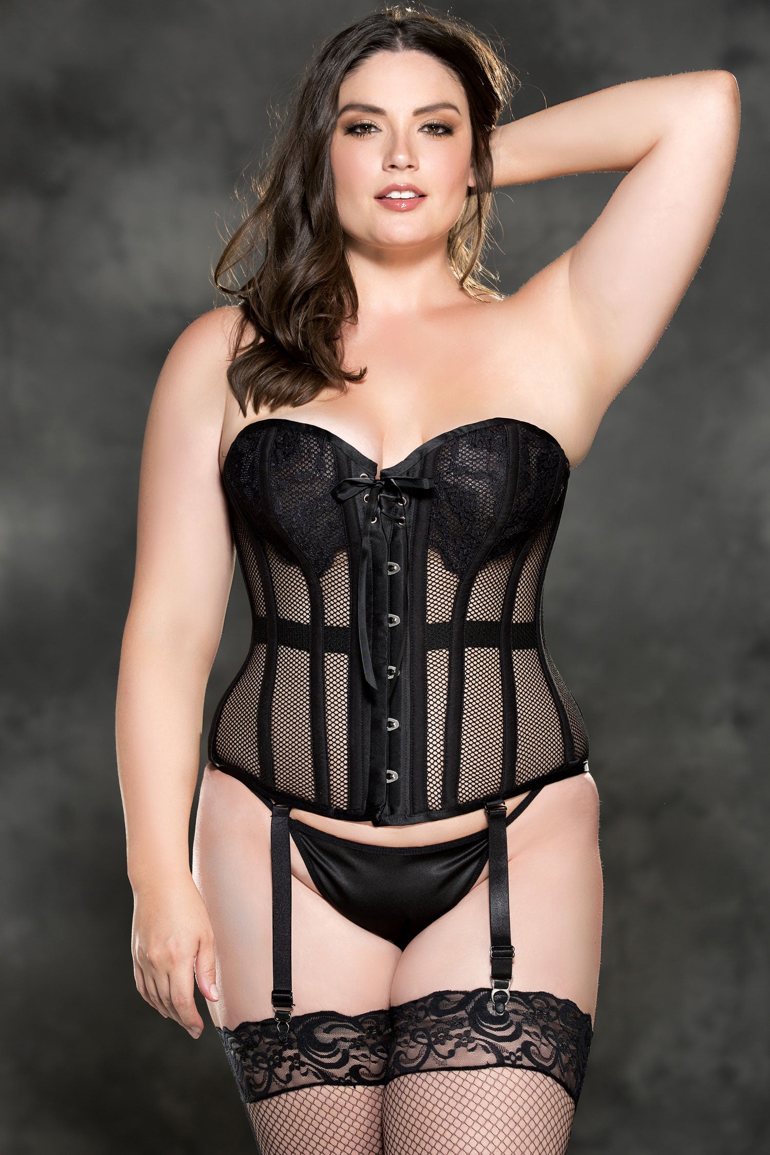 Sexy Fishnet Metal Boning Corset for Women - Waist Trainer & Shapewear - Perfect for Burlesque, Cosplay, and Gothic Fashion