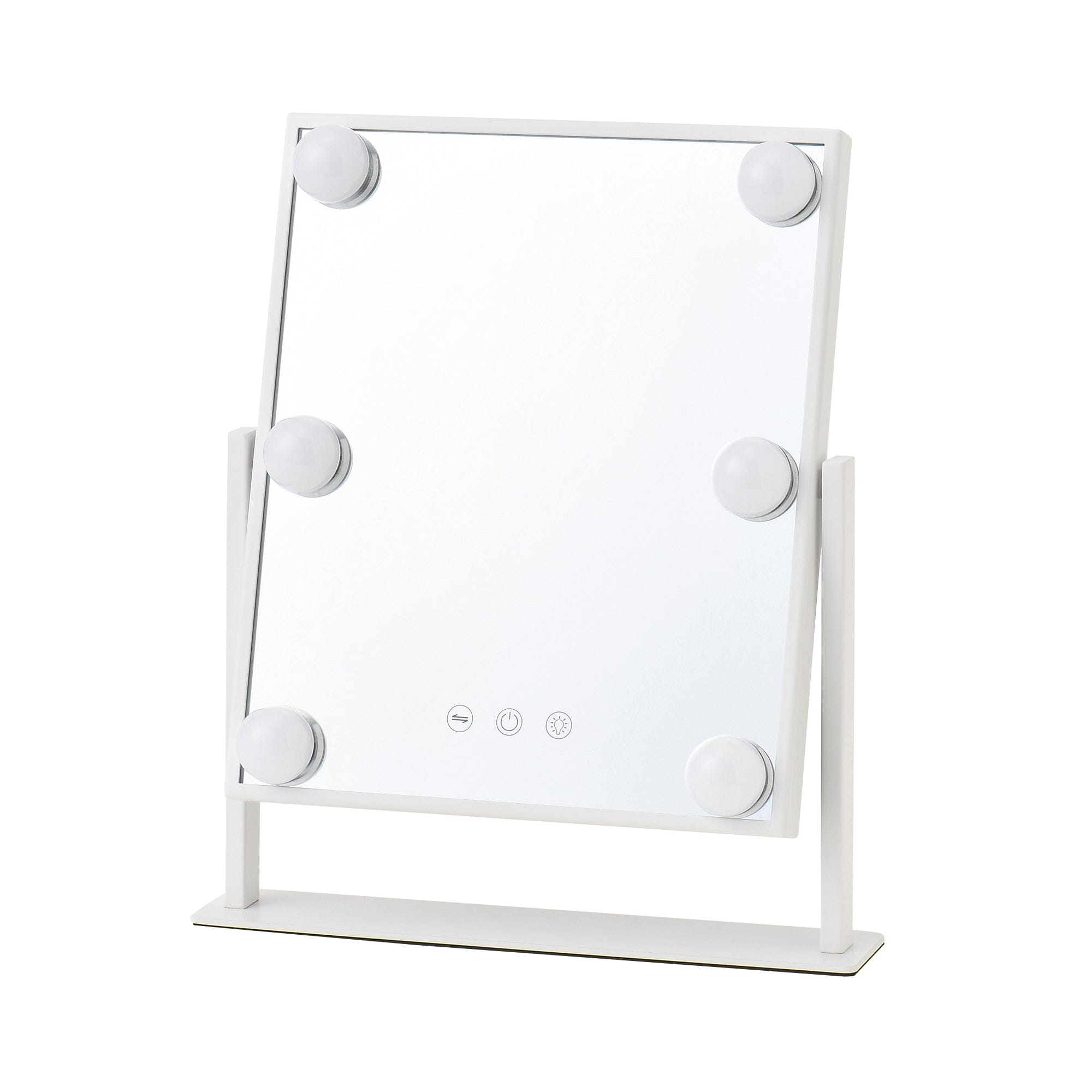 Hollywood Square Vanity Mirror with Lights - Small White Makeup Mirror for Dressing Table, Bathroom, and Bedroom - Perfect for Makeup Application, Skincare, and Selfie Lighting