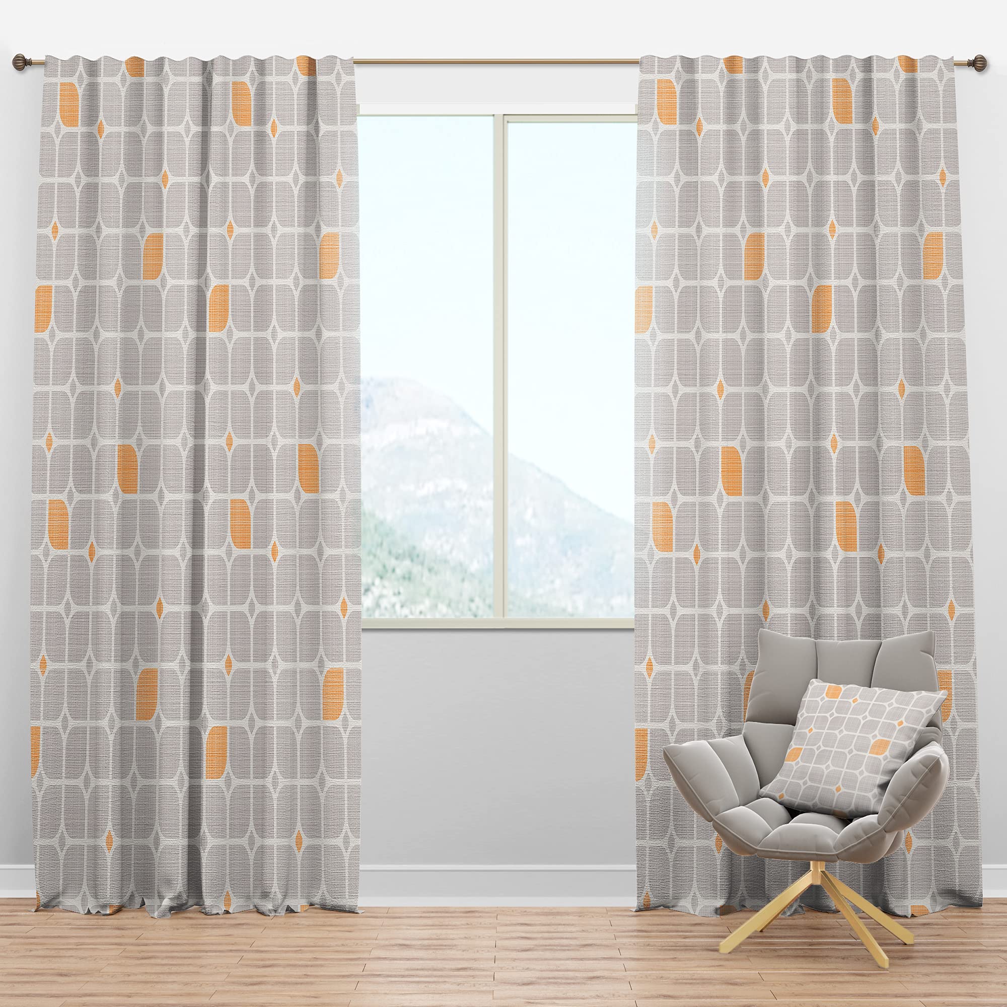 DesignQ Blackout Curtains - Retro Geometric Pattern II - Thermal Insulated Bedroom & Living Room Drapes (52x95, Single Panel) for Better Sleep & Energy Efficiency