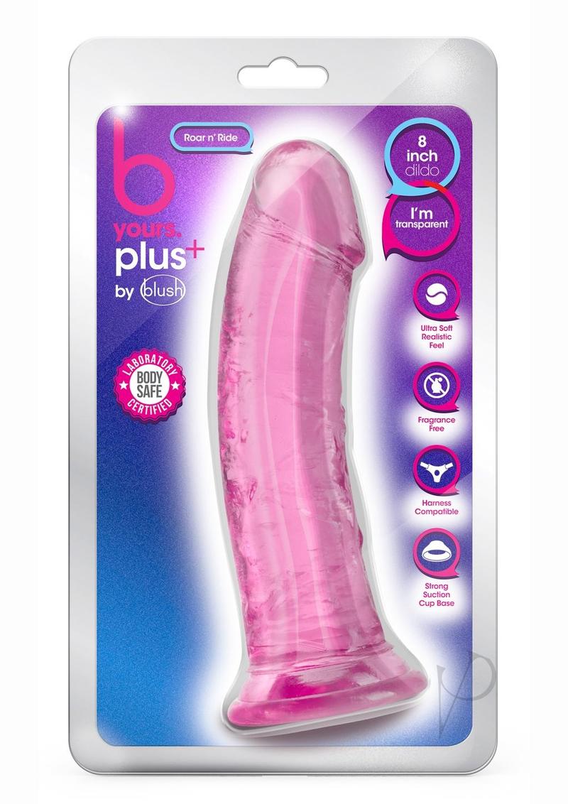 B Yours Plus Roar n' Ride Realistic 8 Inch Pink Dildo - Lifelike Adult Toy for Couples & Solo Play, Perfect for Spicing Up Your Bedroom Experience