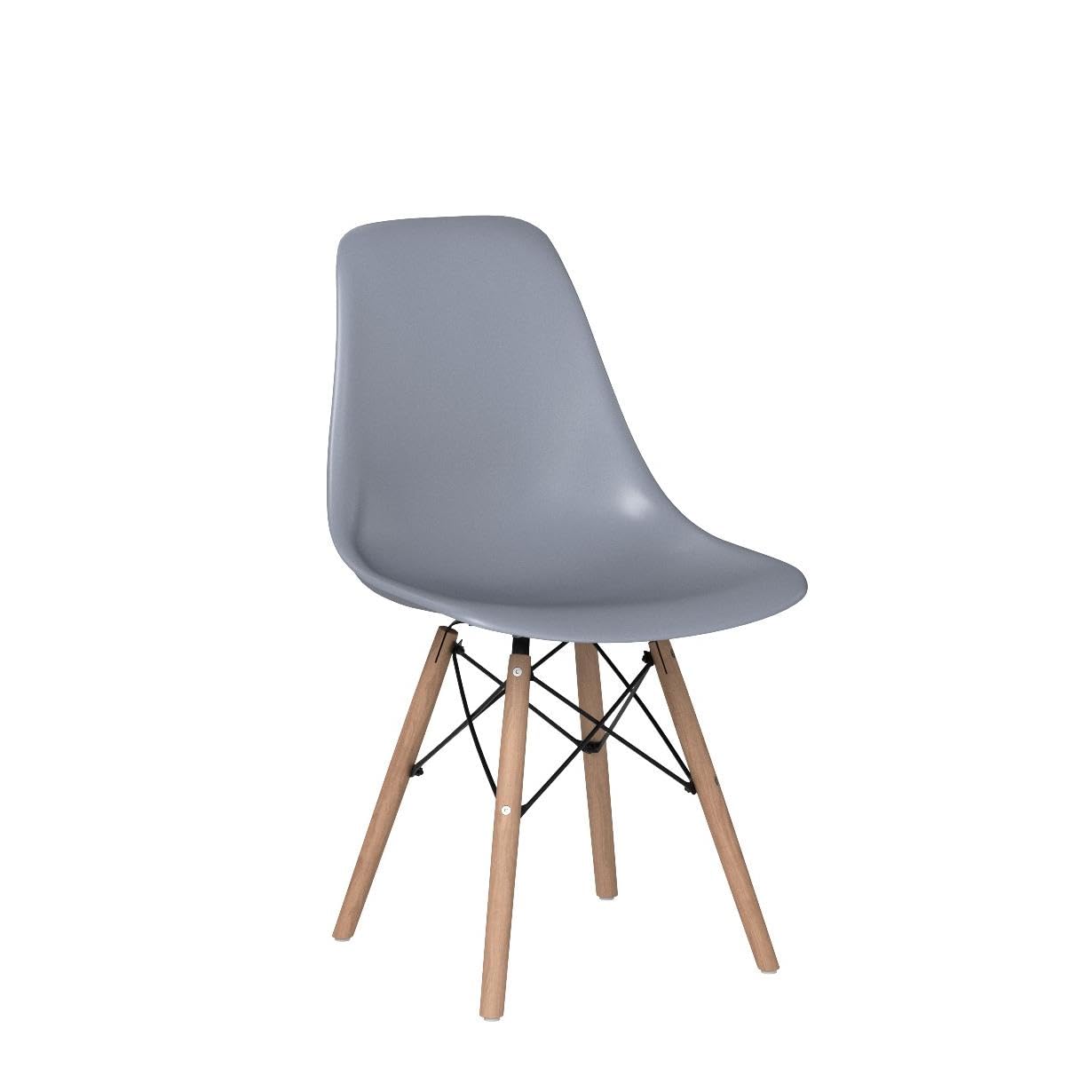 Mid-Century Modern Shell Lounge Chairs with Natural Wooden Legs - Set of 2, Gray - Perfect for Kitchen, Dining Room, Bedroom or Living Room Accent Seating