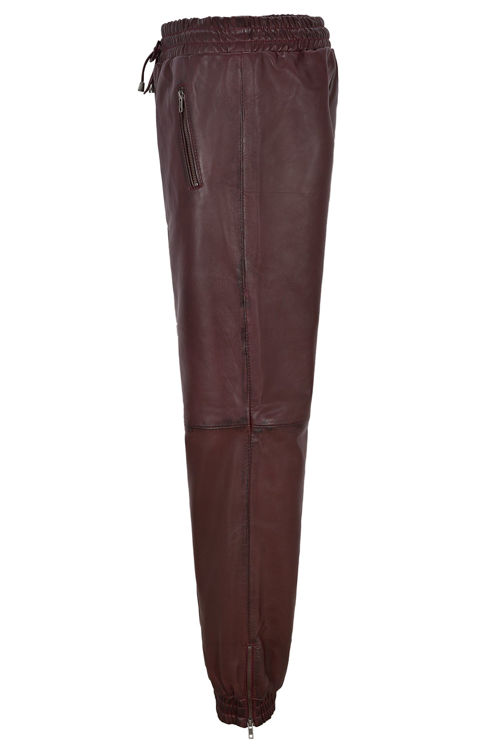 Premium Men's 100% Genuine Lambskin Leather Jogger Pants with Zipper - Comfortable Sweatpants for Casual Wear, Gym & Outdoor Activities