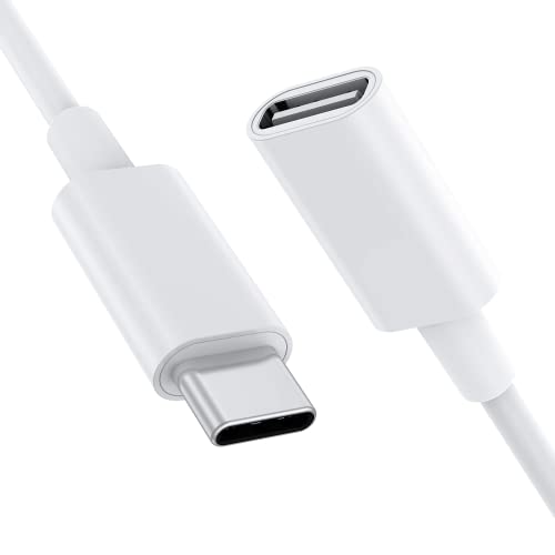 Premium USB C Extension Cable 1.6FT - 9V 3A Fast Charging Cord for MagSafe Charger, iPhone 14/13/12, PS5 Controller, HomePod & More | Type C Female to Male Extender | White (0.5M) - Perfect for Gaming, Home Office & Travel Charging
