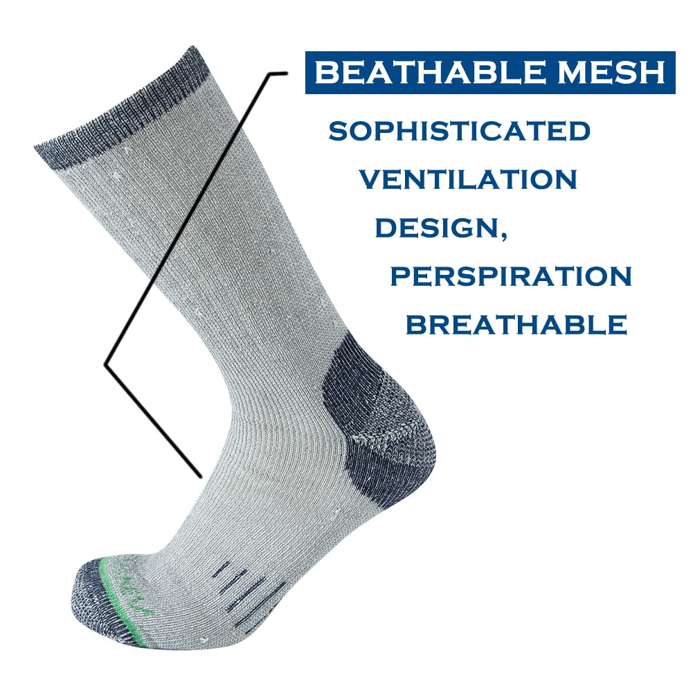 Premium Merino Wool Men's Crew Socks - Warm & Breathable Athletic Socks for Hiking, Trekking, Camping - Ideal for Outdoor Adventures & Winter Sports