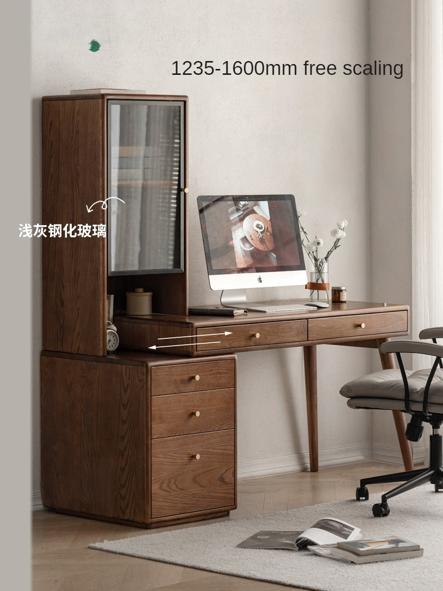Premium Black Walnut & Ash Solid Wood Adjustable Height Modern Office Desk - Perfect for Home Office, Study Room & Workspace