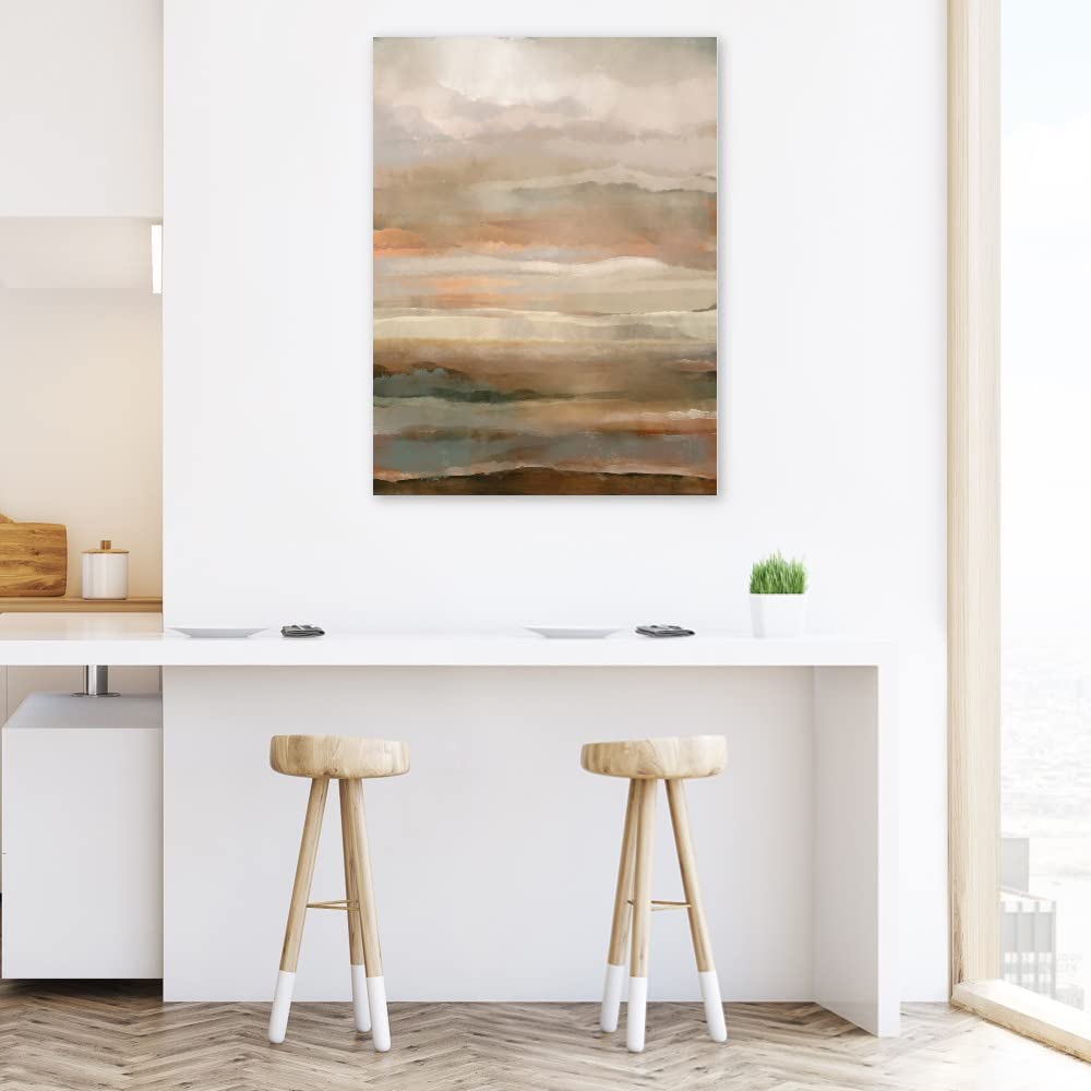 Washed Sunset II Canvas Wall Art - Handmade Fine Art Painting for Living Room, Bedroom, Office Decor - Ready to Hang 24x32 Inches - Perfect for Home, Kitchen, Bathroom & Commercial Spaces