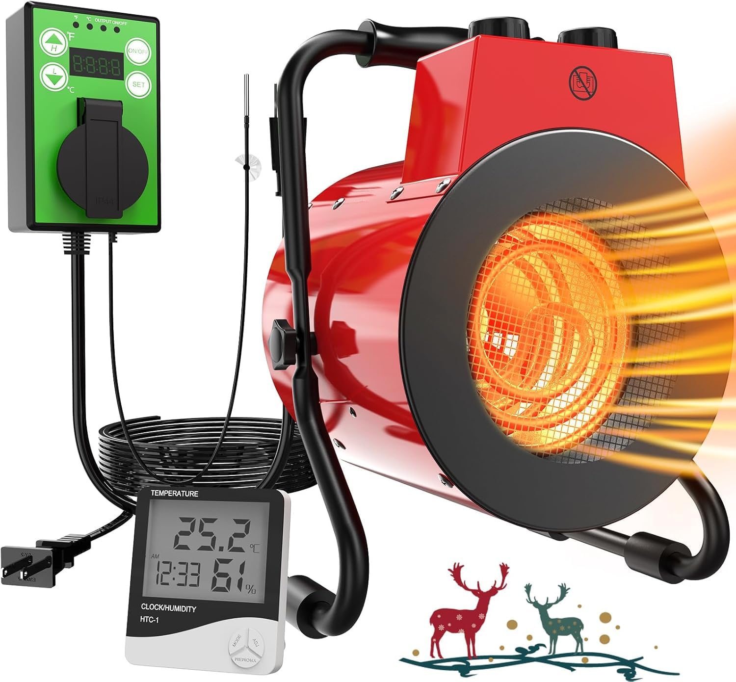 **Adjustable Thermostatic Greenhouse Heater - Outdoor Space Heating Fan for Flower Houses, Grow Tents, Patio & Garage | Fast Heating, Overheating Protection | Ideal for Winter Gardening & Indoor Plant Care**