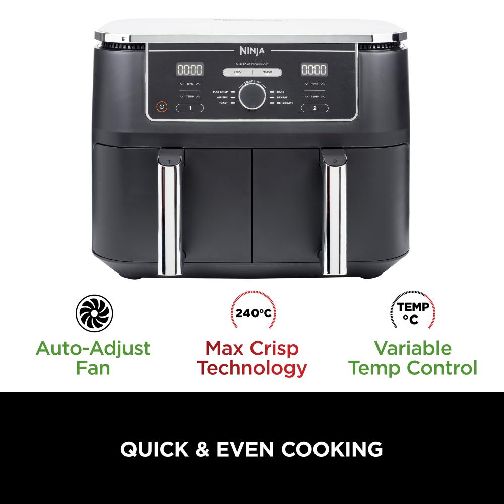 Ninja Foodi Max XXXL Dual Zone Air Fryer - Large Capacity 10.5 QT Air Fryer Oven with 2 Independent Baskets, Digital Controls for Healthy Cooking - Perfect for Family Meals, Parties & Meal Prep