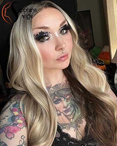 Synthetic Lace Front Wig - Body Wave Human Hair Wigs with Chunky Highlights for Women | Perfect for Cosplay, Daily Wear & Special Occasions