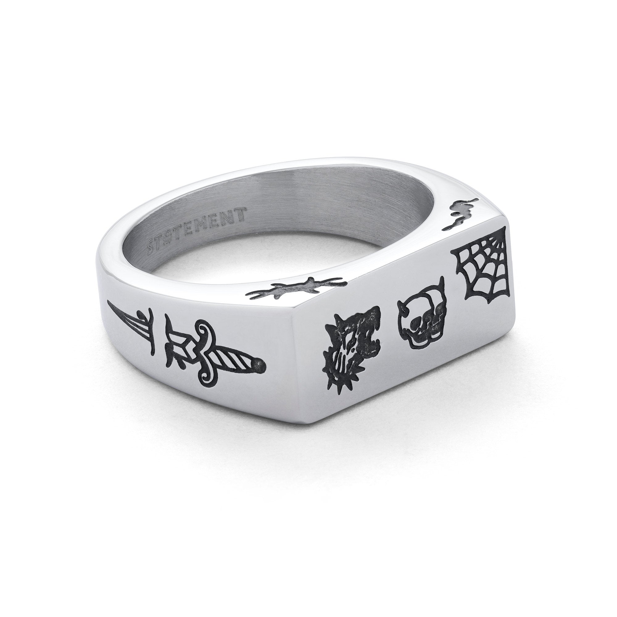Vintage Style Signet Ring for Men & Women - Personalized Engraved Tattoo Ring - Perfect for Weddings, Gifts & Everyday Wear