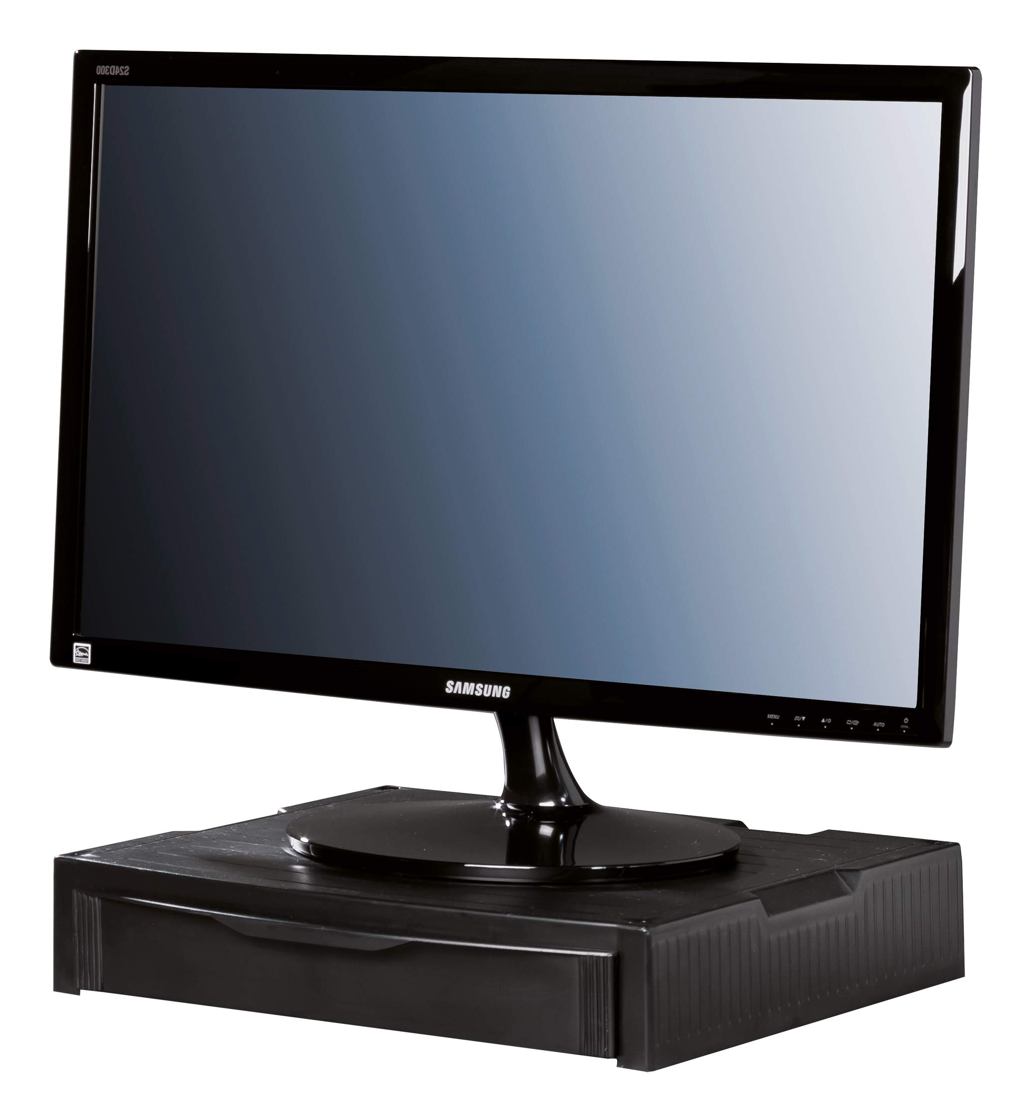 9250-11 Monitor Stand with Drawer - Sturdy, Stackable & Stylish Grey Desktop Organizer for Home & Office Workspace