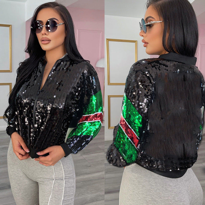 Sexy Slim Fit Sequin Jacket for Women - Sparkling Party Blazer, Clubwear, Evening Outfits & Special Occasions
