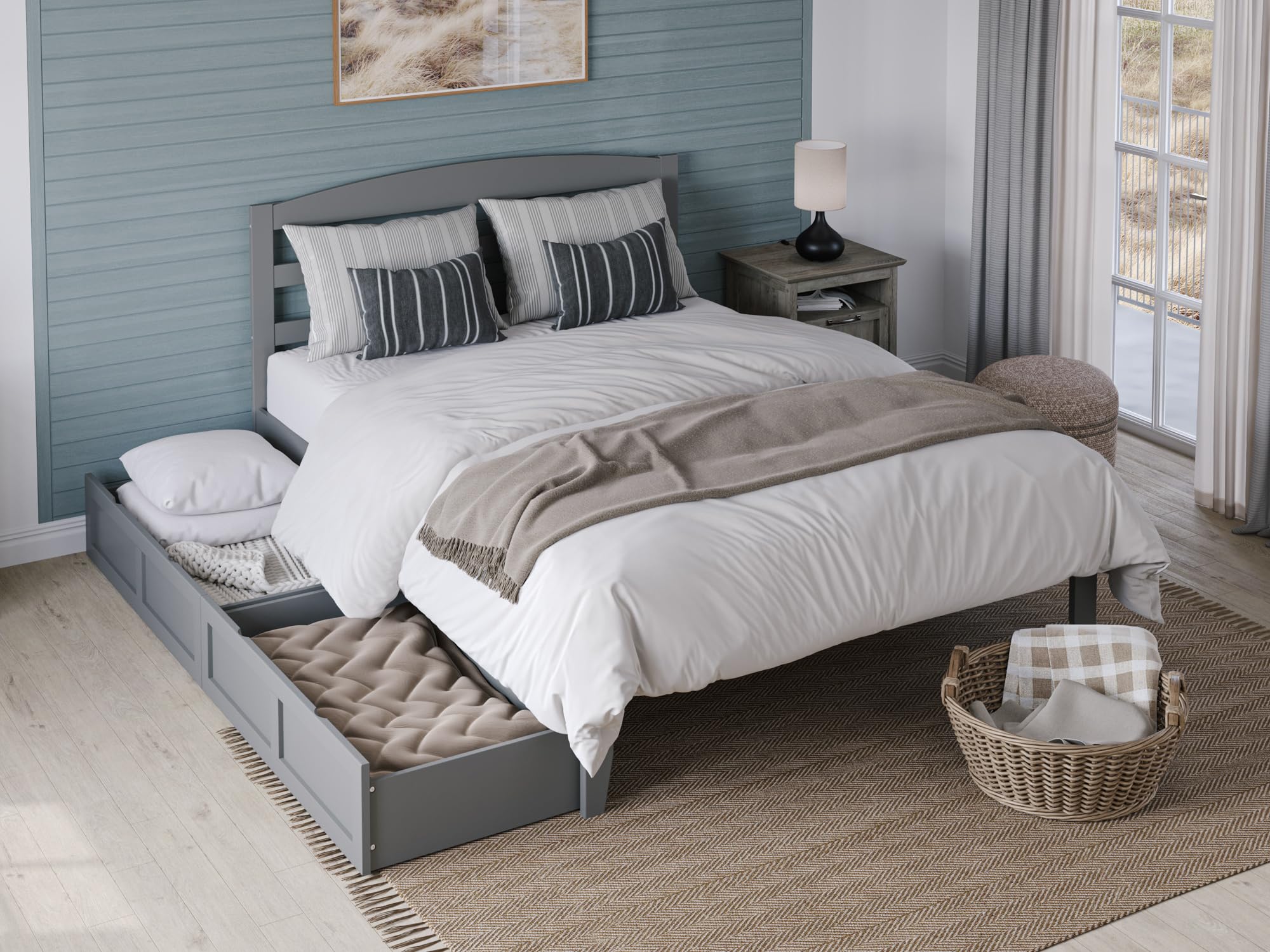 Warren Queen Platform Bed with Storage & USB Charger for Modern Bedrooms