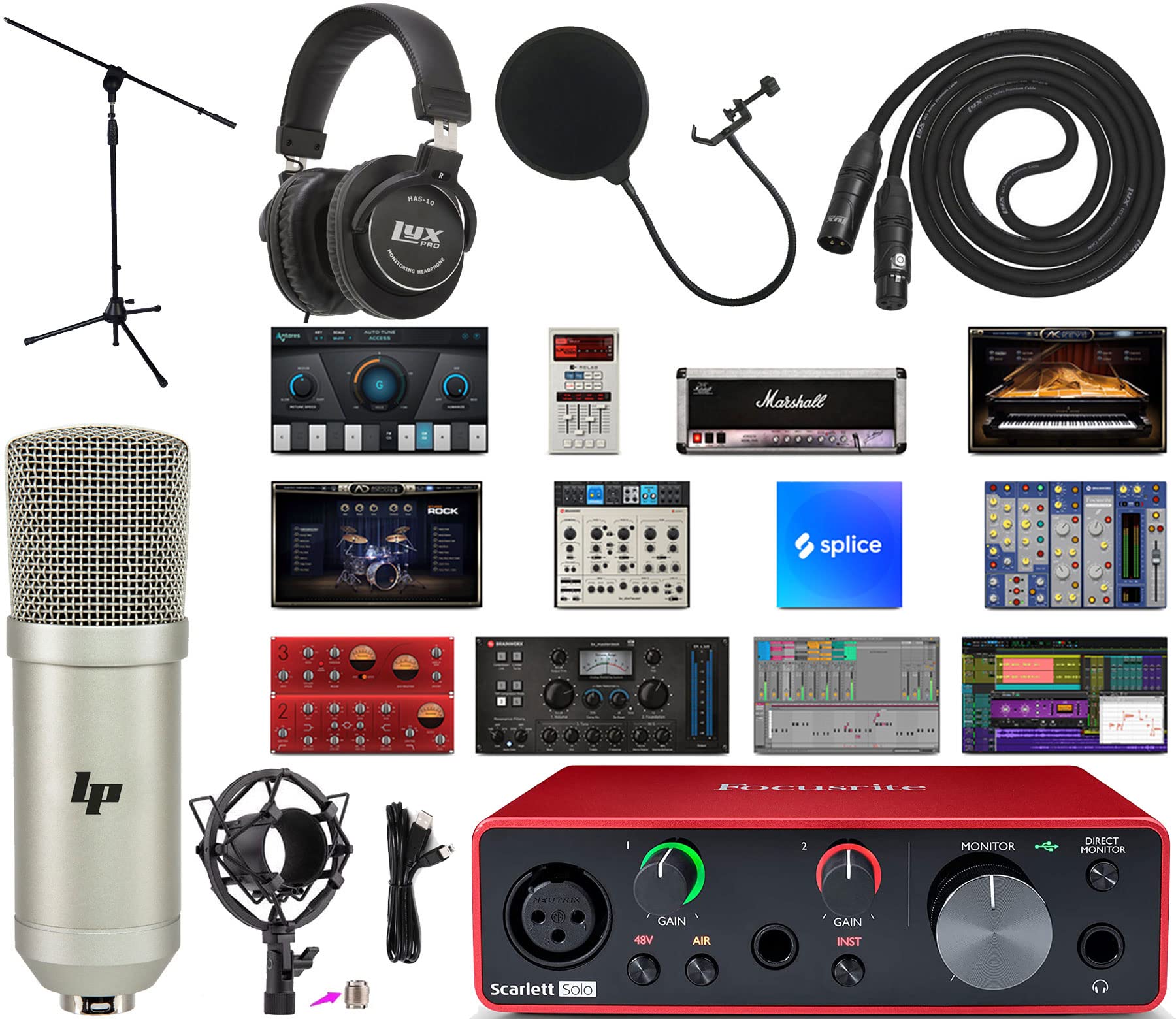 Focusrite Scarlett Solo 2x2 USB Audio Interface - Professional Studio Recording Bundle with Pro Tools & Plugins | Perfect for Home Studios, Podcasting & Music Production