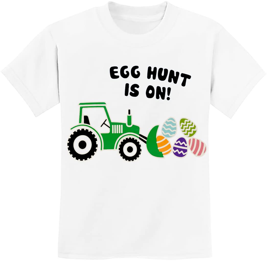 Easter T-Shirt for Toddler Boys & Girls - Cute Bunny & Egg Hunt Design with Digging Tractor Print | Perfect for Easter Egg Hunts, Spring Celebrations & Family Photos