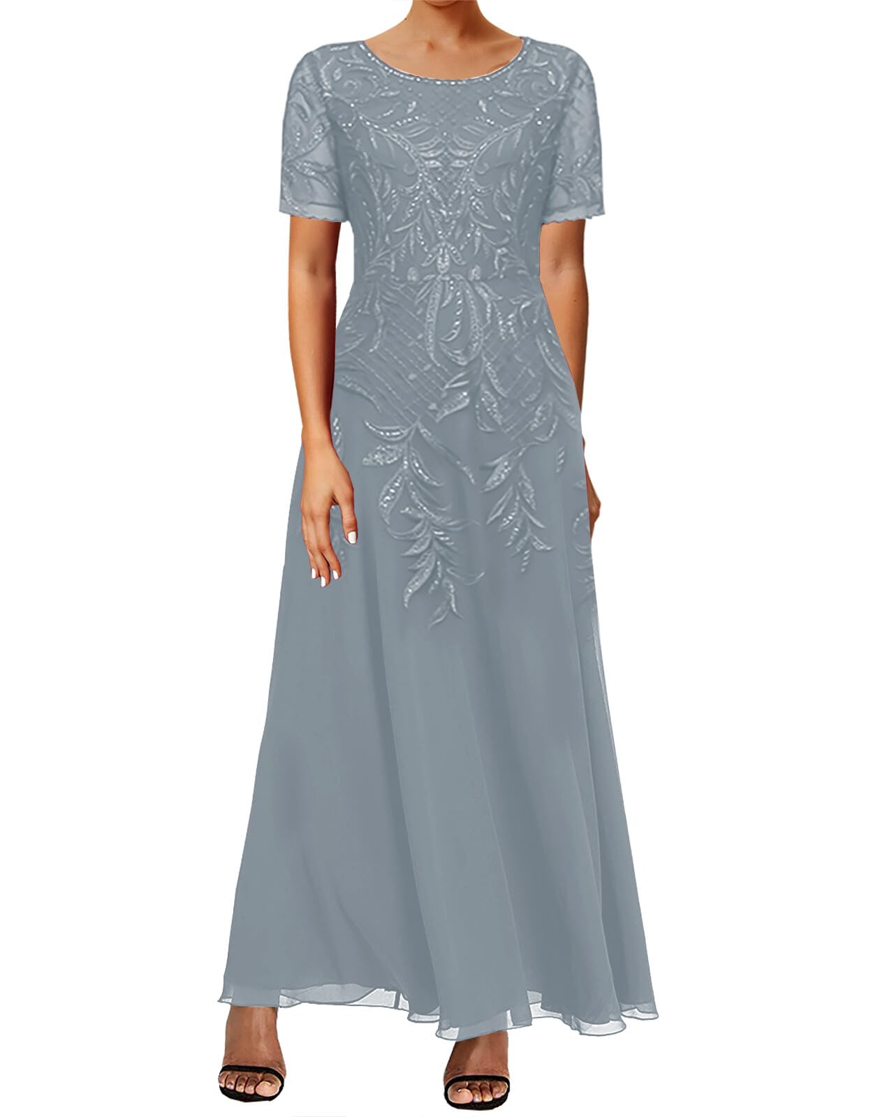 JAEDEN Elegant Mother of The Bride Lace Dress 2025 - Tea Length Chiffon Formal Evening Gown for Weddings, Parties & Special Occasions