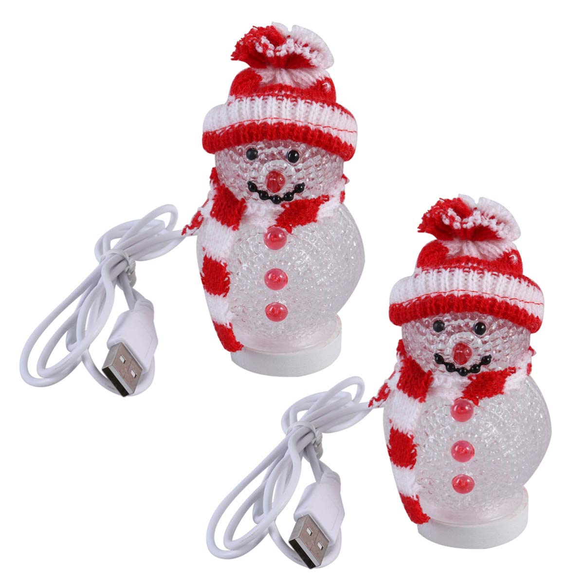 Mobestech 2-Pack USB Snowman Christmas Lights - USB Charging Night Light for Holiday Decor, Living Room, Nursery & Bedroom | Festive Indoor Decorations for Christmas Tree, Windows & Home Parties