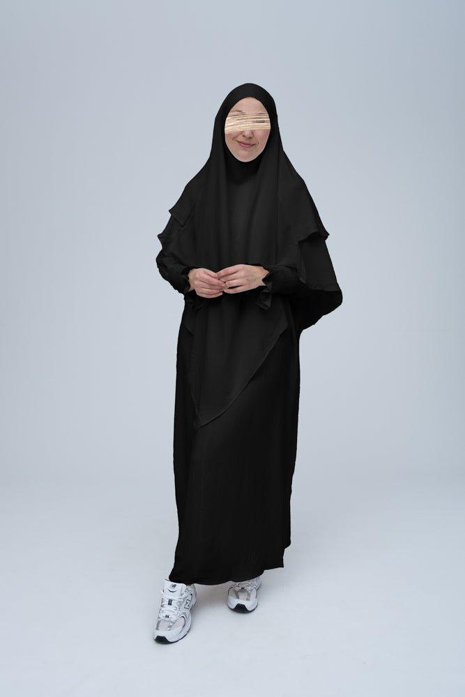 Black Pristine Prayer Gown for Omrah & Islamic Worship - Perfect for Hajj, Umrah & Daily Salah Prayers