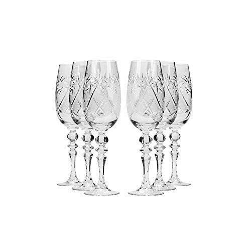 Elegant Russian Cut Crystal Glassware Set of 6 - 7 oz Modern Goblets for Wine, Champagne & Cocktails - Perfect for Weddings, Dinner Parties & Special Events